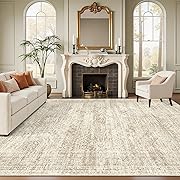 Soalmost Washable Area Rug 8x10, Large Soft Rugs for Living Room Vintage Beige Carpet 8x10 Area Rugs for Bedroom Dining Room Non-Slip Stain Resistant Under Table Rug