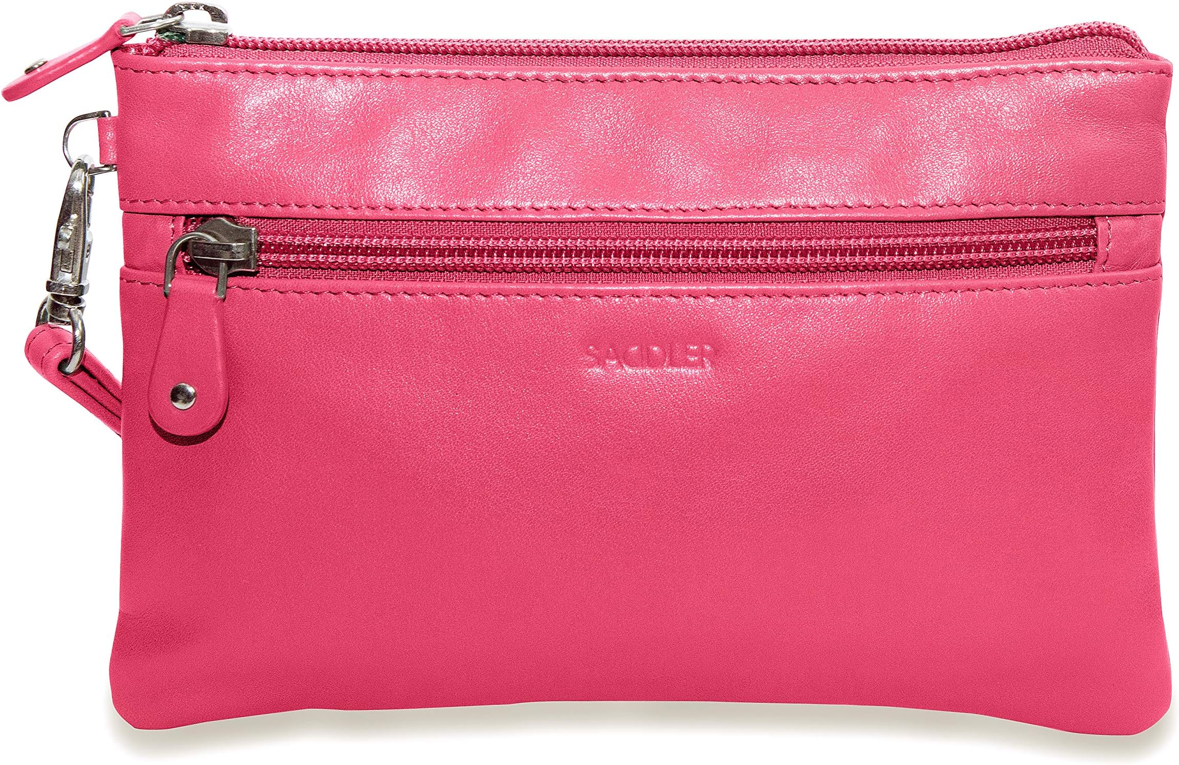 SADDLER Real Leather Mini Clutch Purse Cosmetic Bag| Ideal for Phone | Detachable Wrist Strap | RFID Protected - Fuchsia