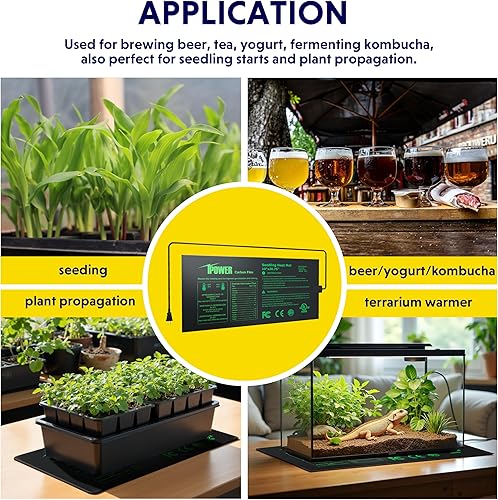 Vista 70 de iPower Alfombrilla térmica para plántulas, tecnología mejorada, 48 x 20 pulgadas, impermeable, duradera, estación de germinación, almohadilla