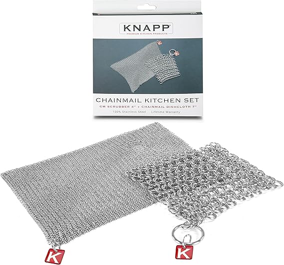 Knapp Made Cast Iron Chainmail Scrubber Kitchen Set 4