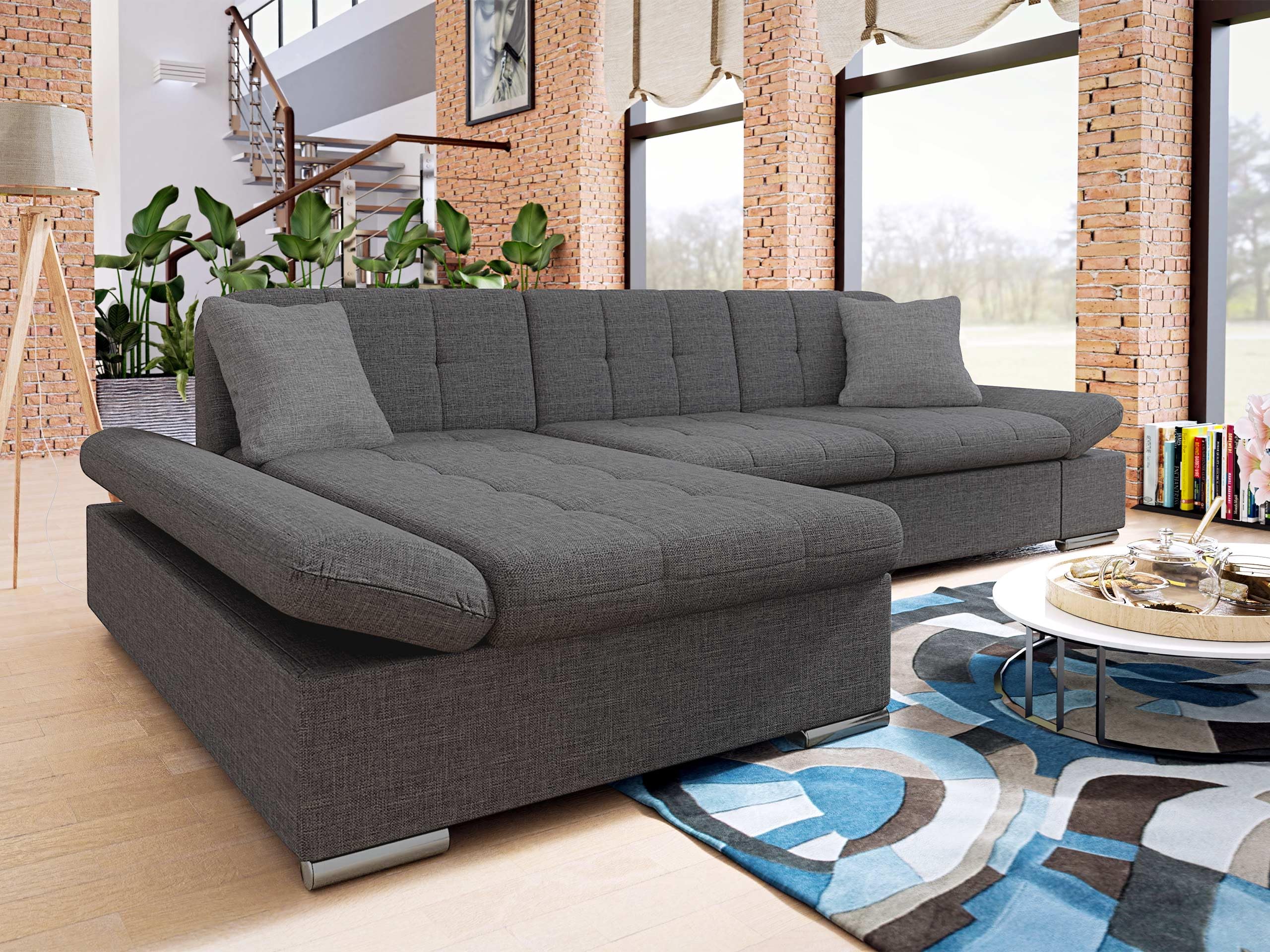 Mirjan24 Ecksofa Malwi mit Regulierbare Armlehnen Design Eckcouch mit Schlaffunktion Bettkasten L-Form Sofa vom Hersteller Couch Wohnlandschaft (Lux 06 + Lux 06 + Lux 05, Ecksofa: Links)