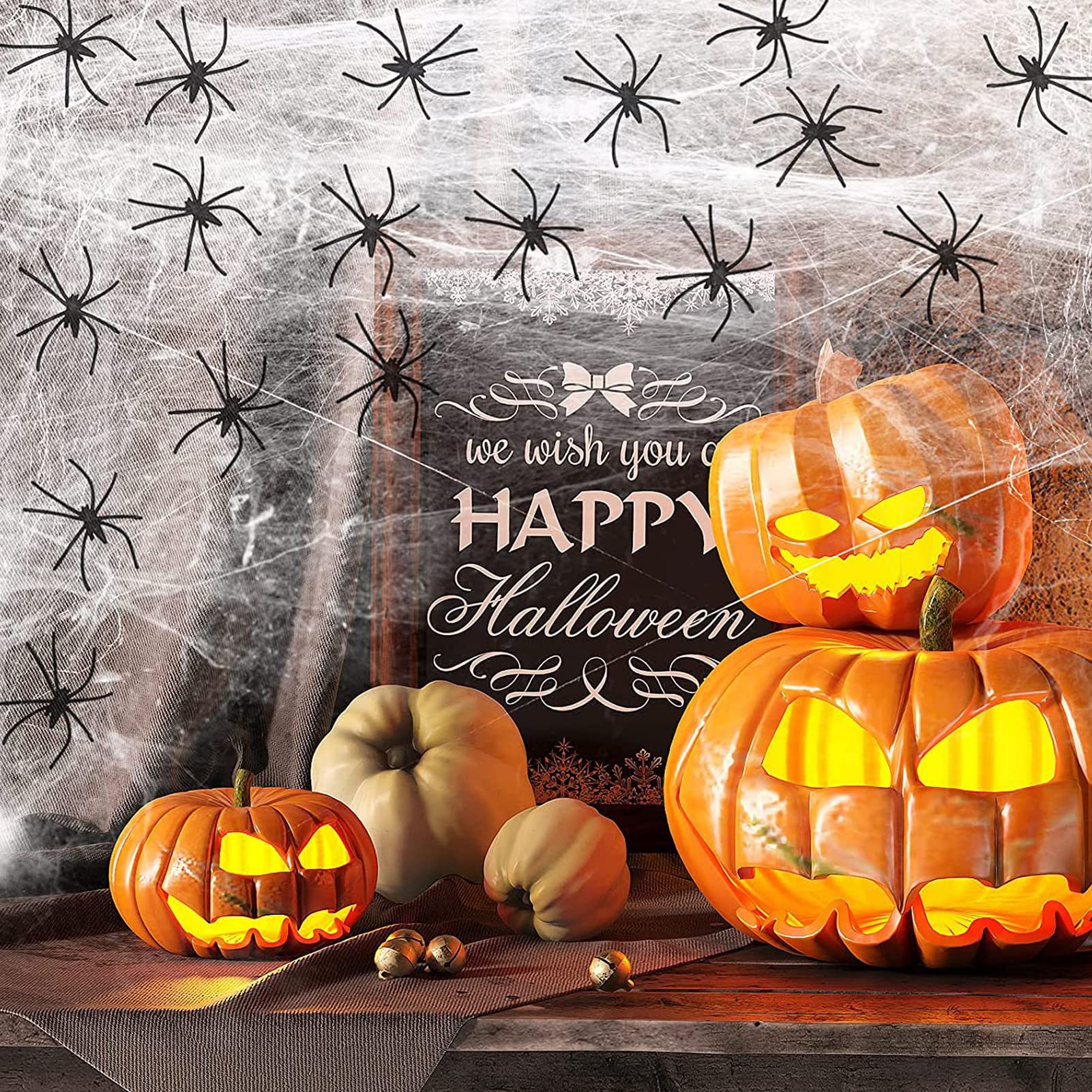 3 Pezzi Decorazioni di Ragnatele, Decorazioni di Ragno Ragno Finto, Ragnatela Artificiale Ragnatela Divertenti Puntelli Decorazione di Halloween in Morbido Cotone per Casa