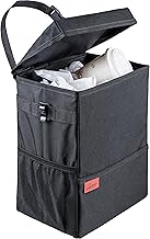 Lusso Gear Car Trash Can, 3.5 Gallon Capacity, Black Color, Manual-Lift Opening Mechanism
