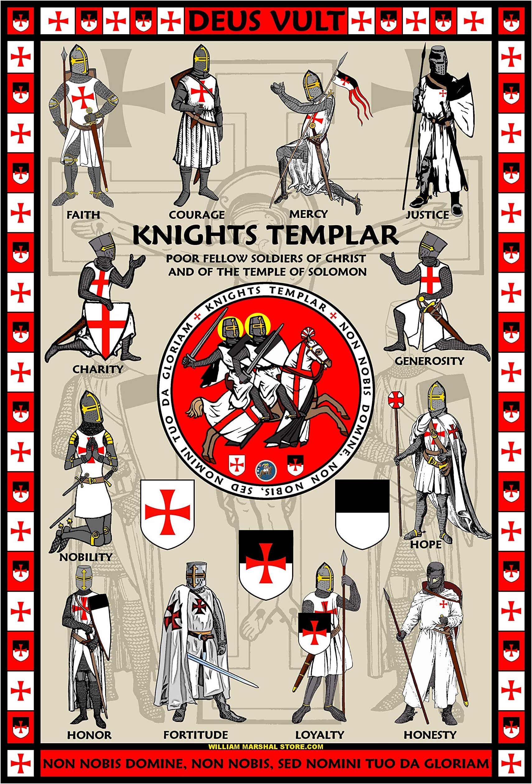 William Marshal Store Knights Templar Virtues 13x19 Poster