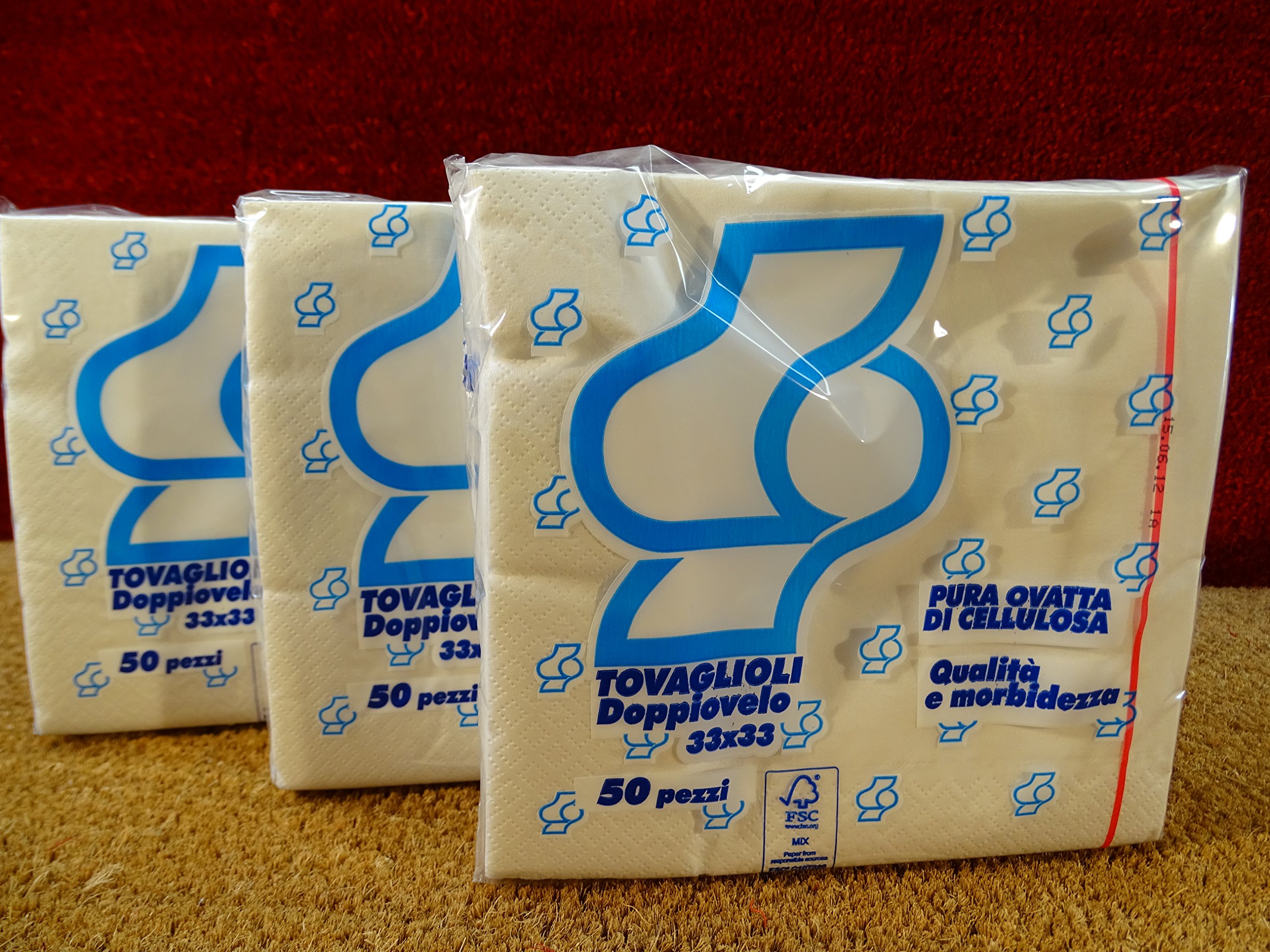 Tovaglioli di carta 33x33 2 veli pura cellulosa - 48conf. da 50pz