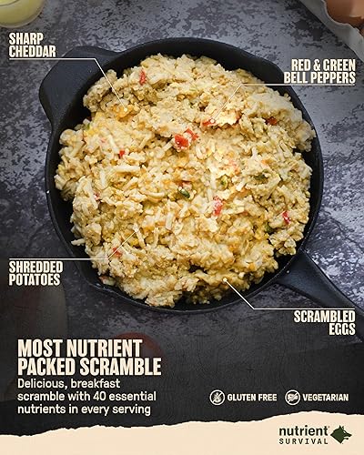 Miniatura 3 de Nutrient Survival MRE Homestyle Scramble Huevos, comidas listas para comer (9 porciones), suministros de preparación liofilizados y suministro de