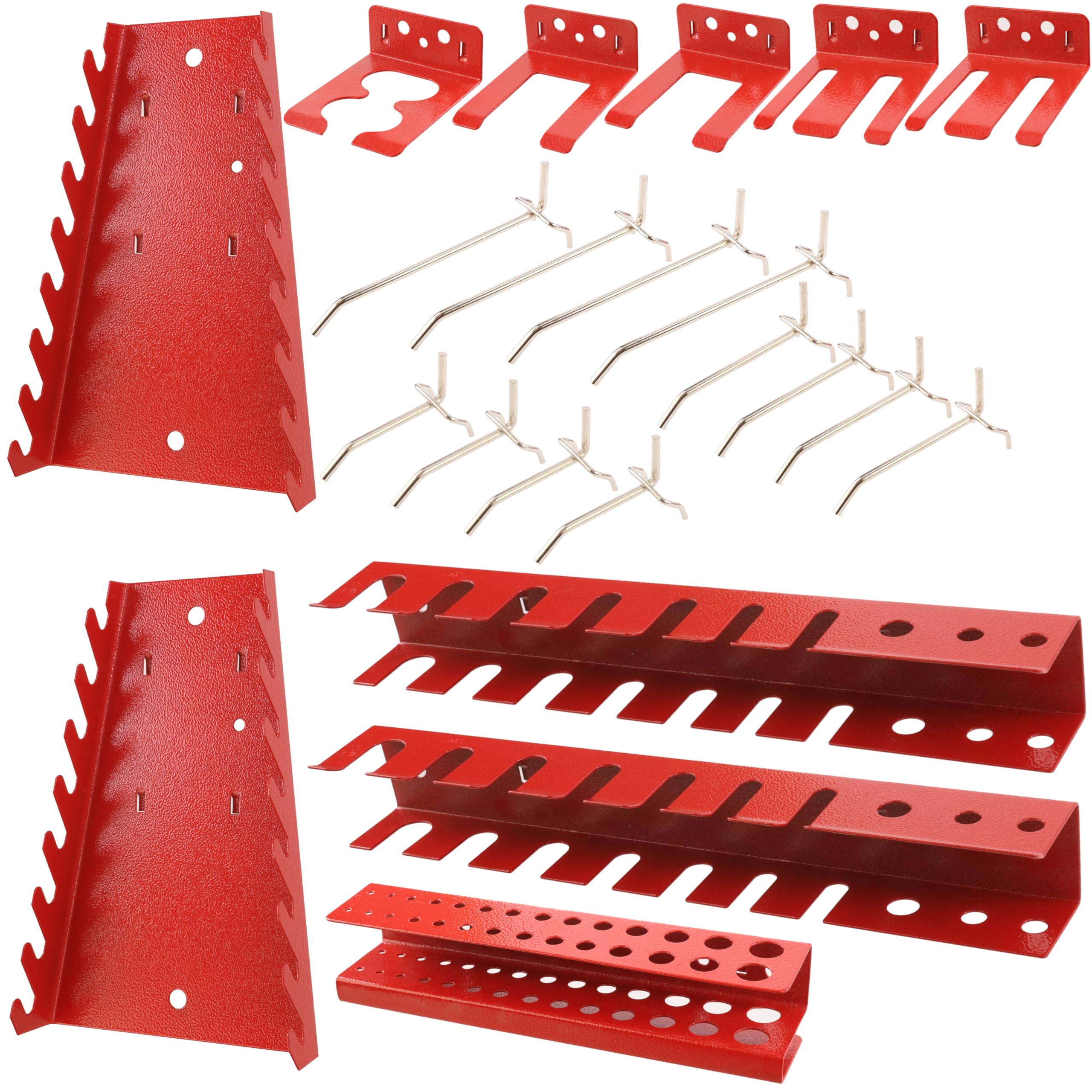 botle® Werkzeugwand Lochwand aus Metall 120 x 120 cm, Wandregal + Werkzeughalter 50-tlg Set, Kleinteilelager, Wandwerkstatt Hängeregal Sortierregal Schüttenregal Steckregal