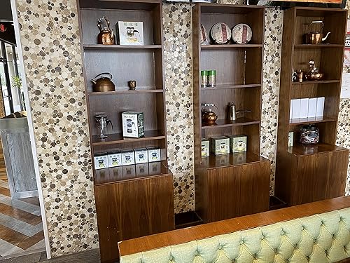 Miniatura 10 de 5 hojas de mosaico de mármol para salpicaduras de cocina, suelo de ducha de baño, etc., colección Bolle, redondos mixtos, 12 x 12 x 38 pulgadas,