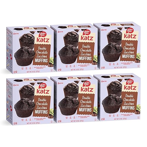 Katz Gluten Free Muffins dobles de calabacín de chocolate. Un rico muffin de chocolate con chispas de chocolate derretido y calabacín fresco, sin