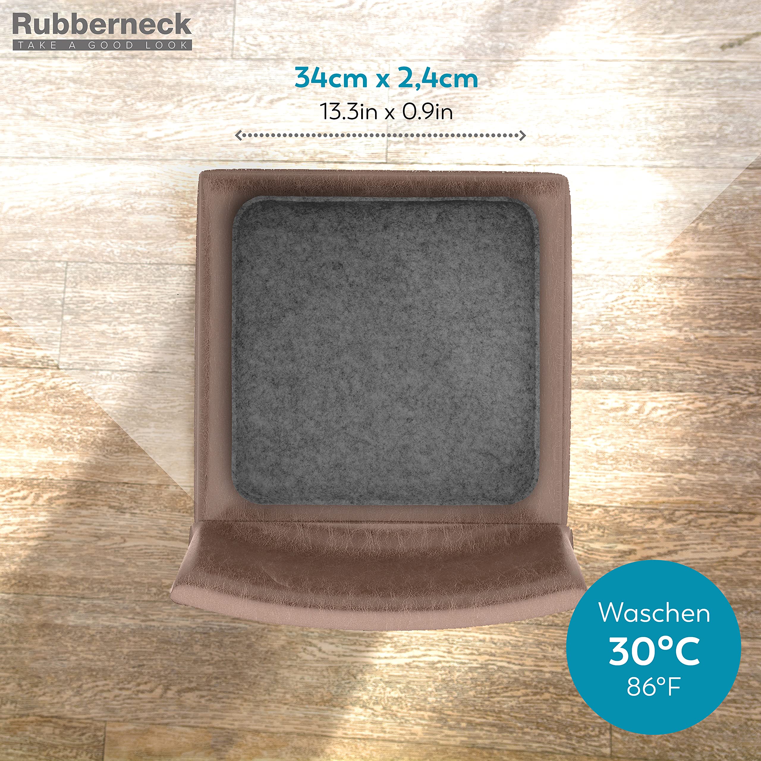 Rubberneck Lot de 4 Coussins de Siège en Feutre, Carrés, avec Picots Antidérapants, Extra Épais, Gris Foncé