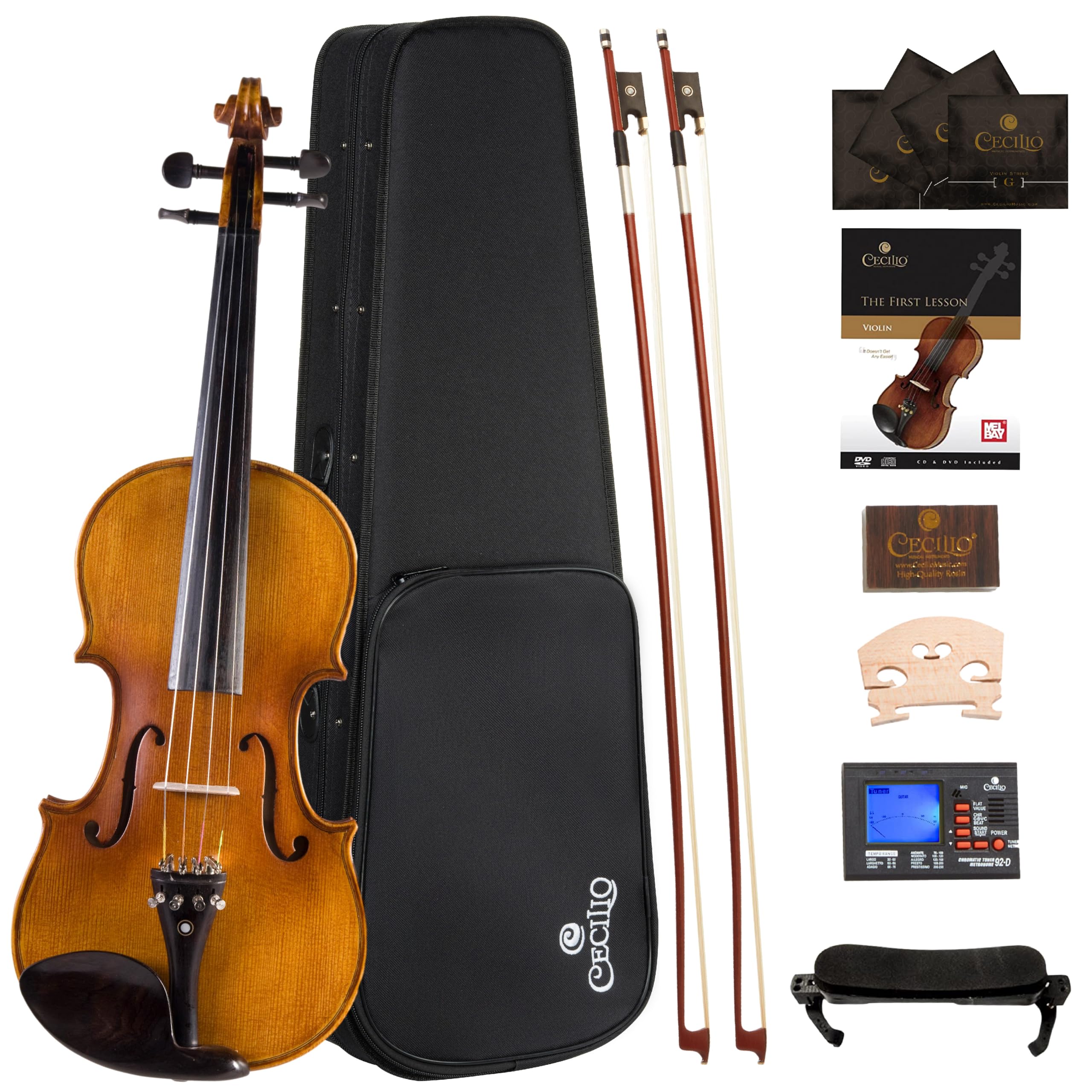 Amazon.com: Cecilio Full Size 4/4 Violin with Hard Case & Shoulder