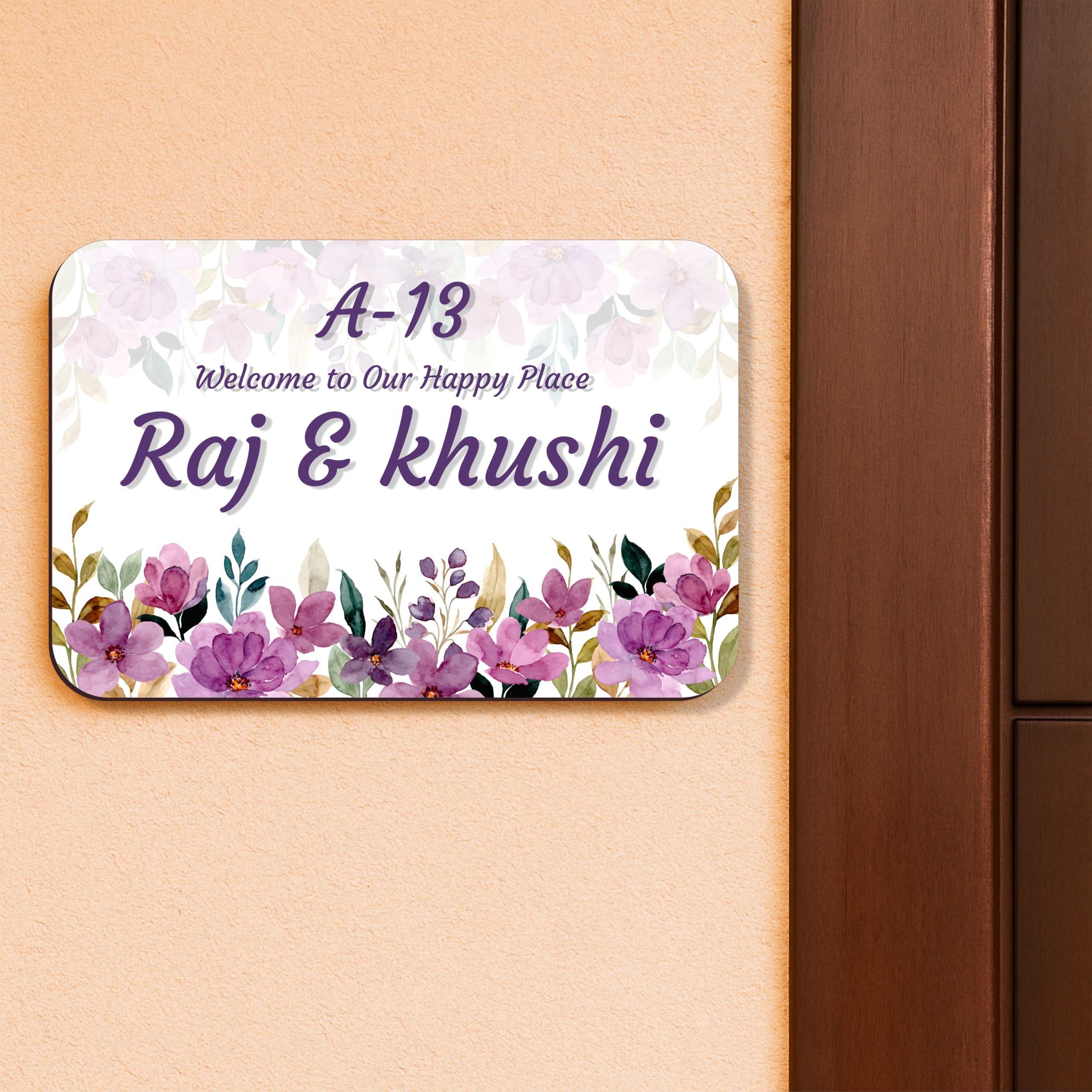 Personalized Name Plate for Home Entrance And Ideal For, Office, and Outdoor Entrances | Wooden Customized House Number Plate (30x20 CM)