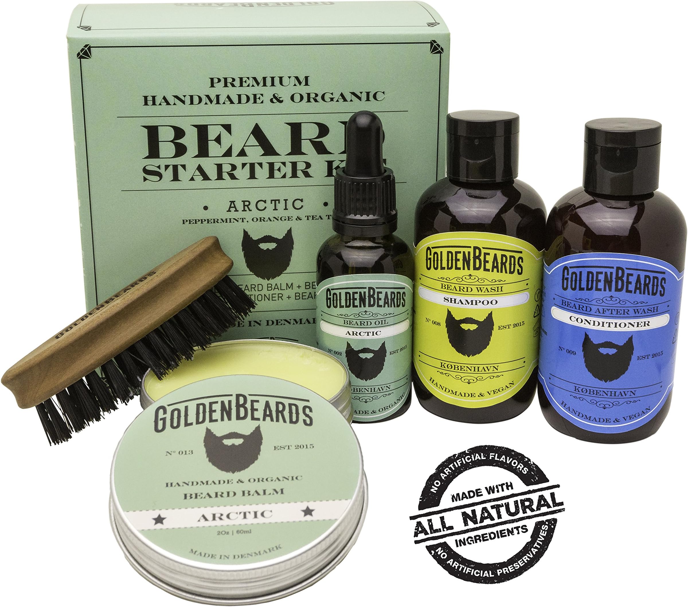 Beard Set Boxed - Organic beard kit for men gift - Arctic - Peppermint & Mint Smell - Golden Beards