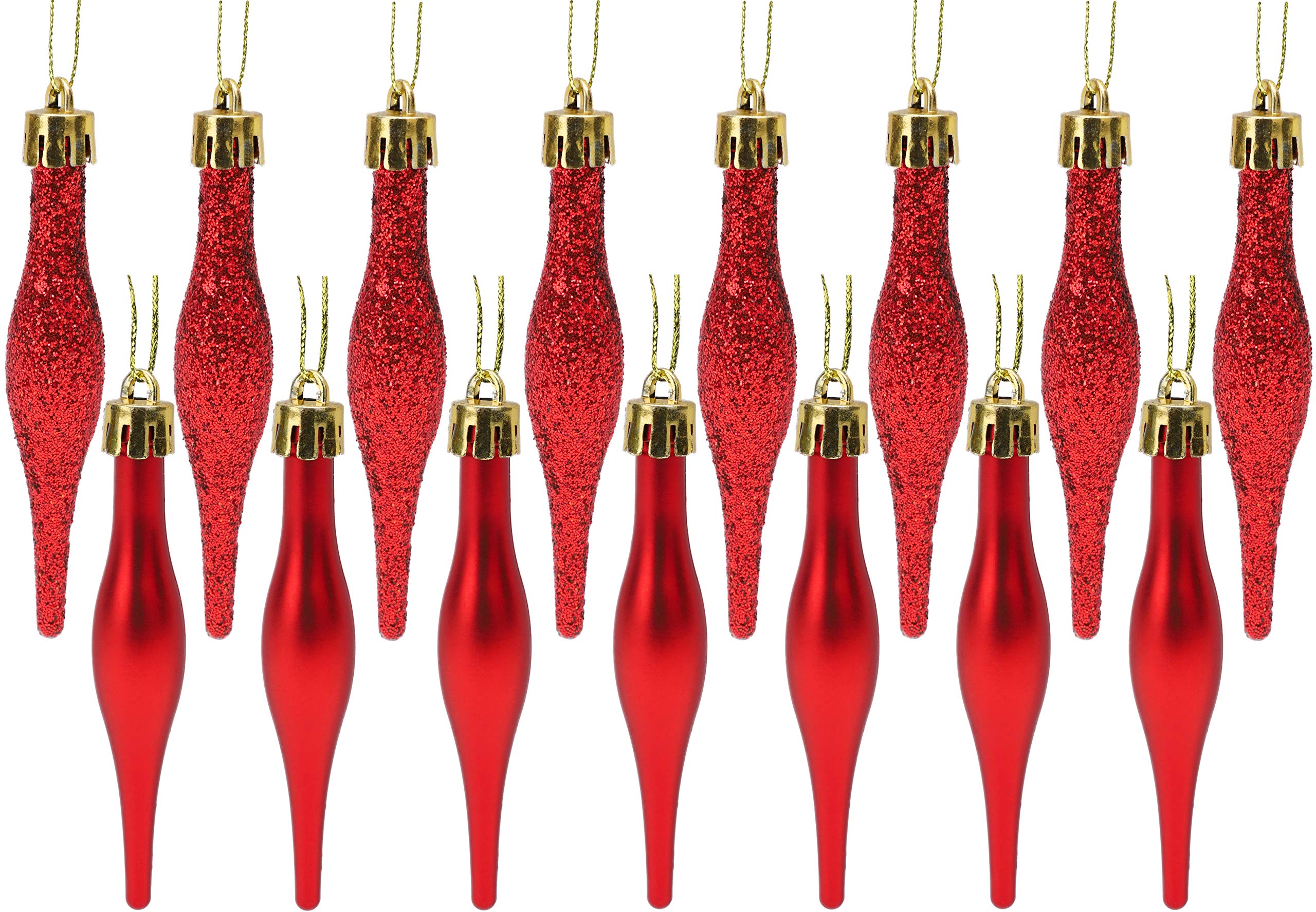 Christmas Concepts Red Christmas Concepts® Pack Of 15-8.5Cm, 85Mm (3.4") Droplet Baubles - Matte & Glitter Design - Christmas Baubles (Red)