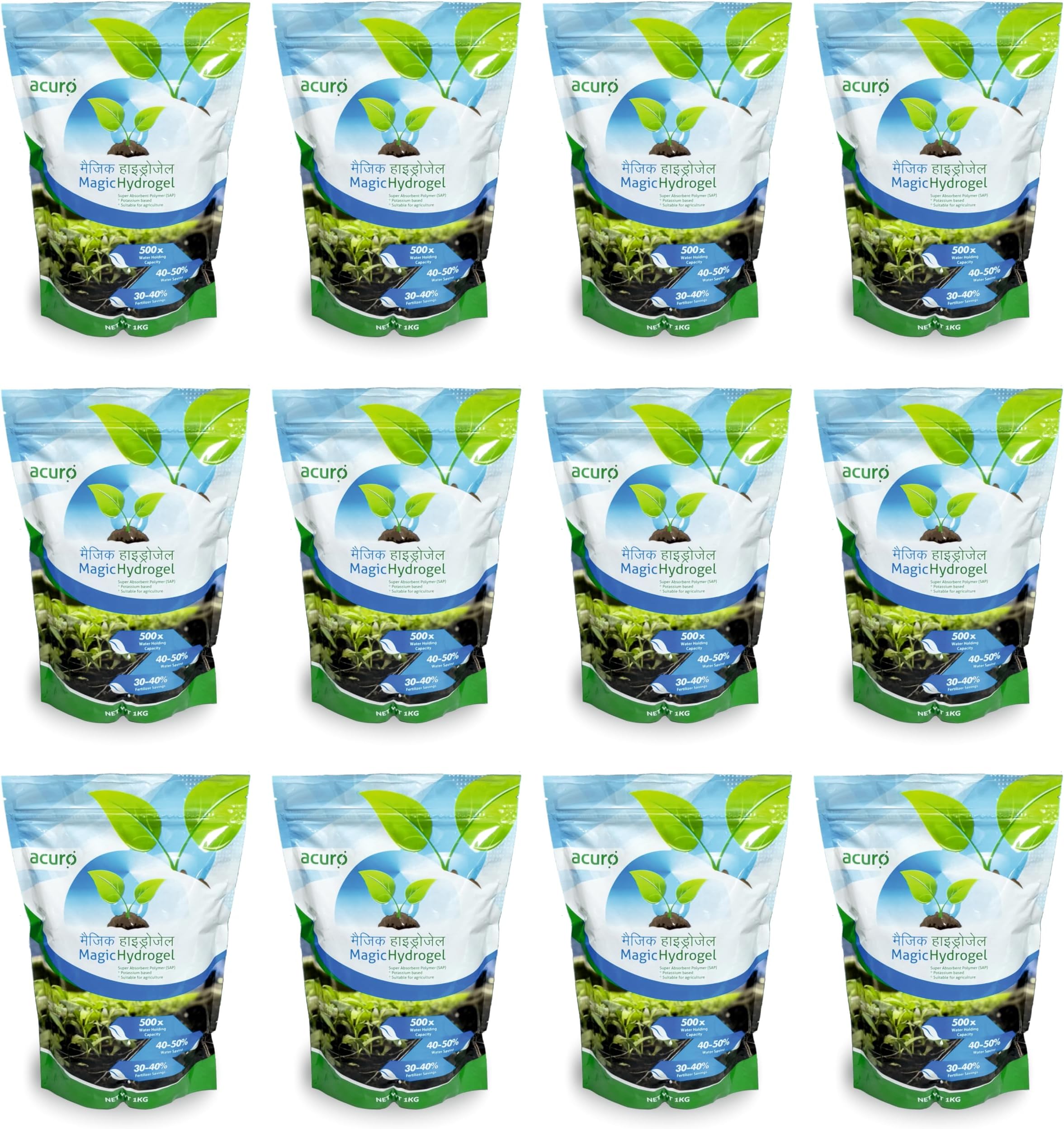 MAGIC HYDROGEL Potassium Polyacrylate Based Super Absorbent Polymer For Agriculture, Home Plants And Garden, White, Pack Of 12 (1 Kg)