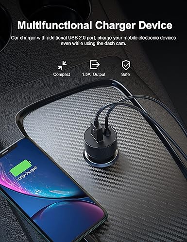 Miniatura 7 de iZEEKER Cámara de tablero frontal y trasera con tarjeta SD 1080P Full HD Cámara de coche, cámara de tablero doble para automóviles con grabación de