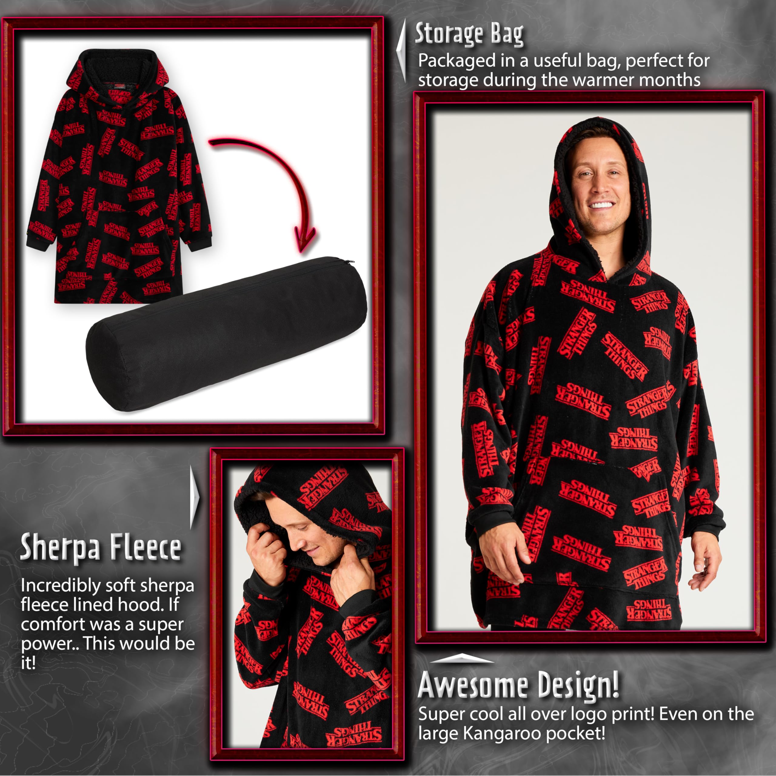 Stranger Things Sudadera Manta con Capucha Hombre, Mujer, Sudadera Oversize Adultos Adolescentes, Poncho Polar para Casa