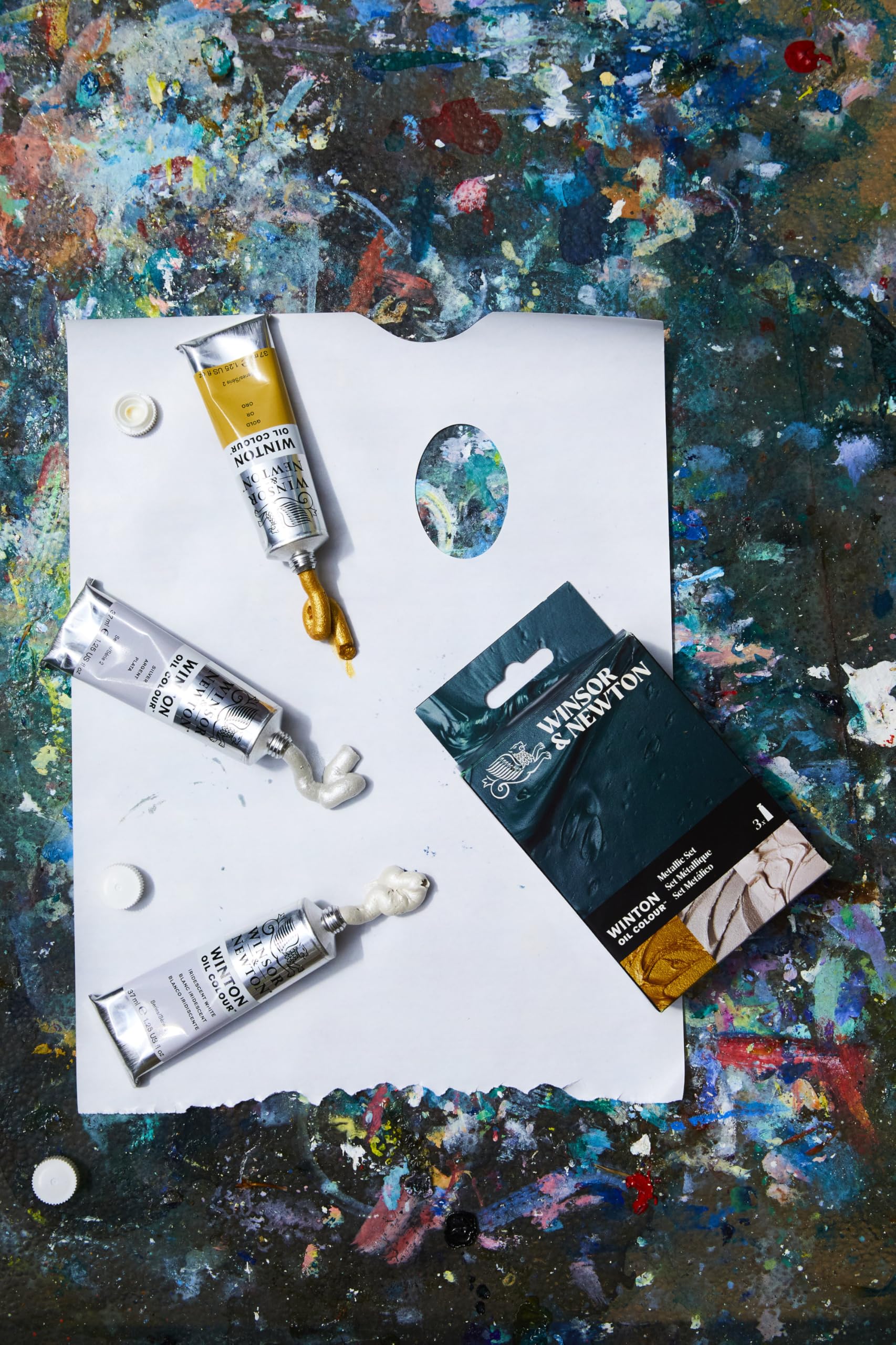 Winsor & Newton Winton Oil Color Paint, Studio Set, 10 x 37ml Tubes, Blue,Red,White, 12 Piece Set