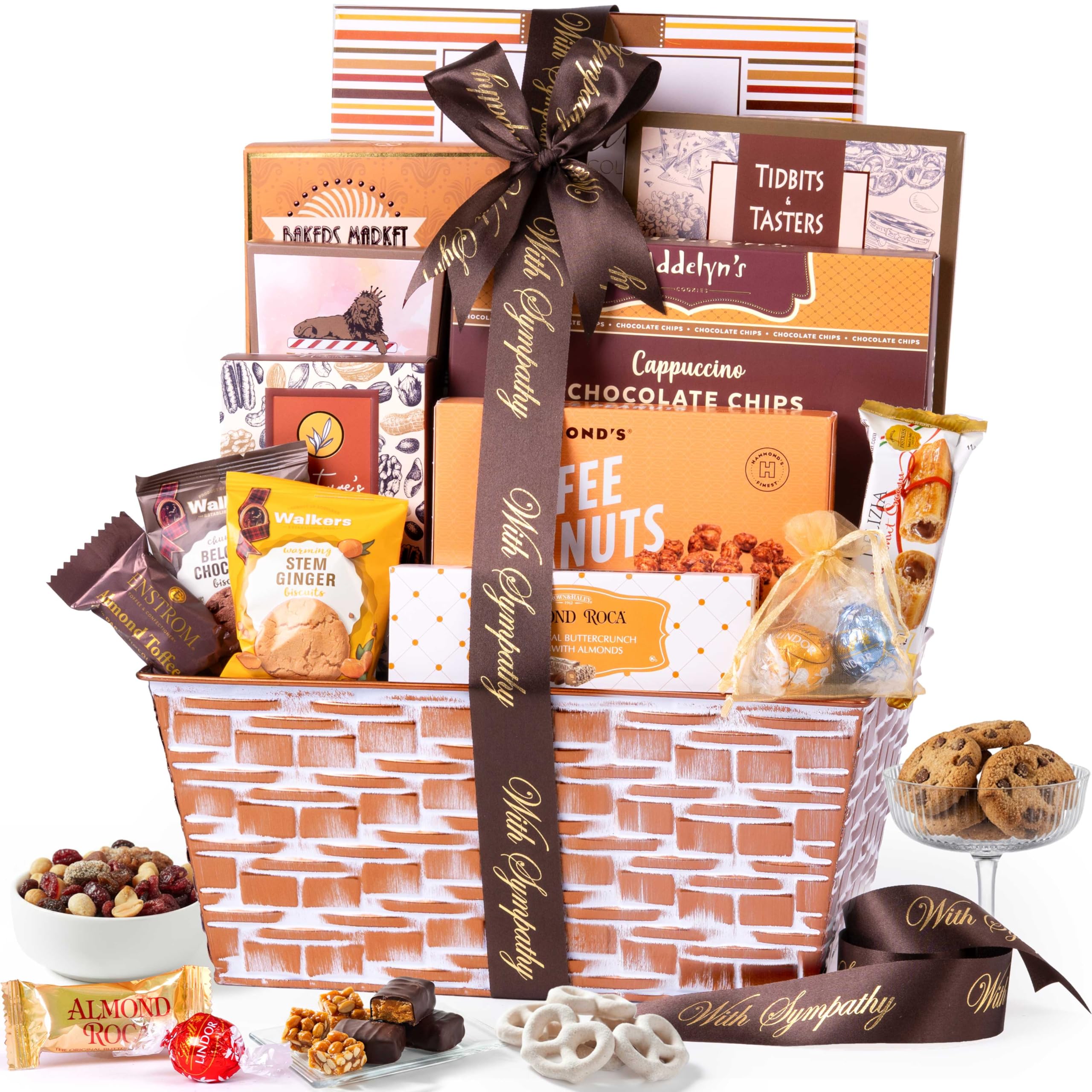 Broadway Basketeers Condolences Gourmet Gift Basket, Kosher Sympathy Food Gift Baskets for Delivery, Perfect Care Package Box or Assorted Snack Gifts for Bereavement, Loss, Funeral, or Shiva