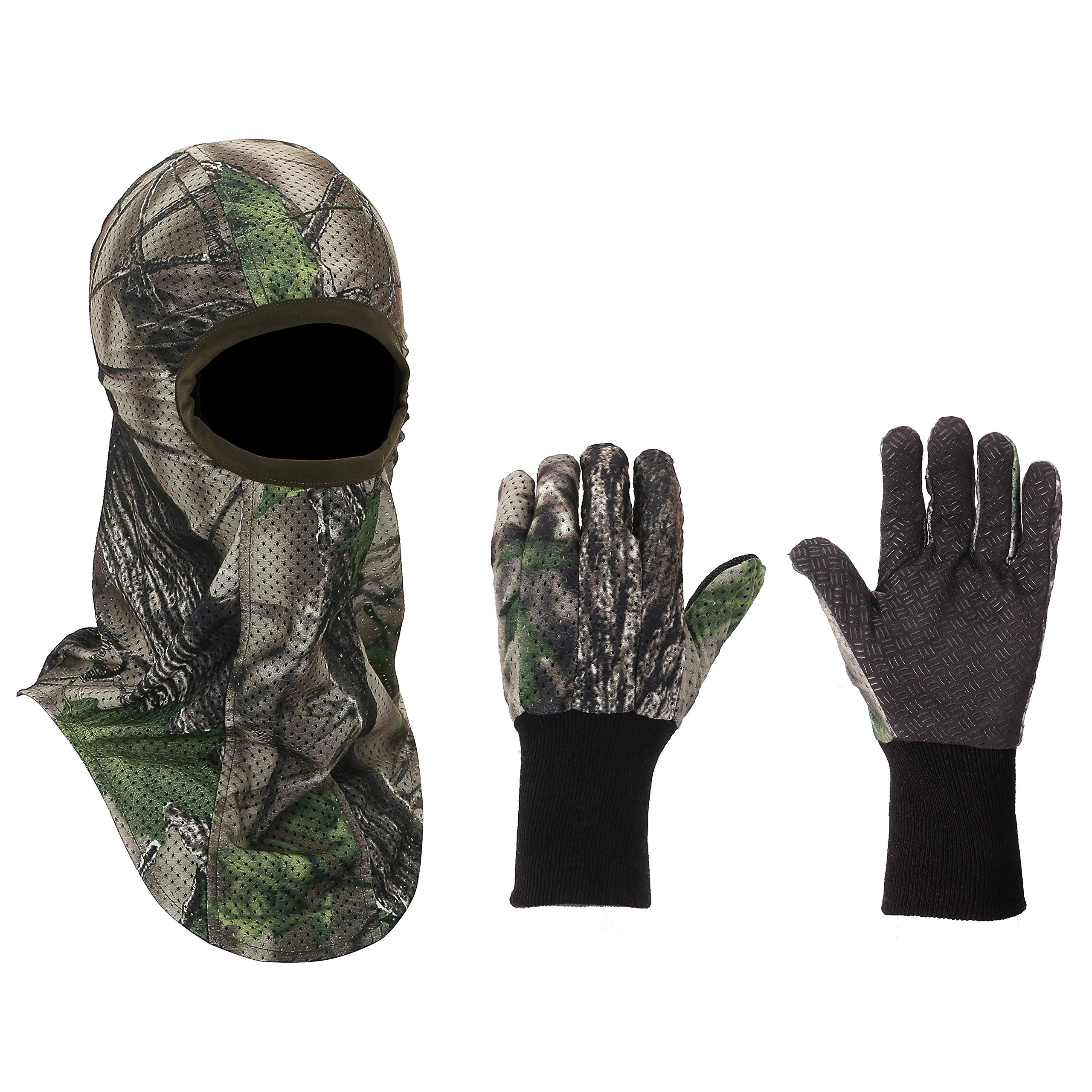 North Mountain Gear Hunting Camouflage Gloves and Face Mask Set - Soft - Quiet - Breathable Green Woodland Camo-picture-12