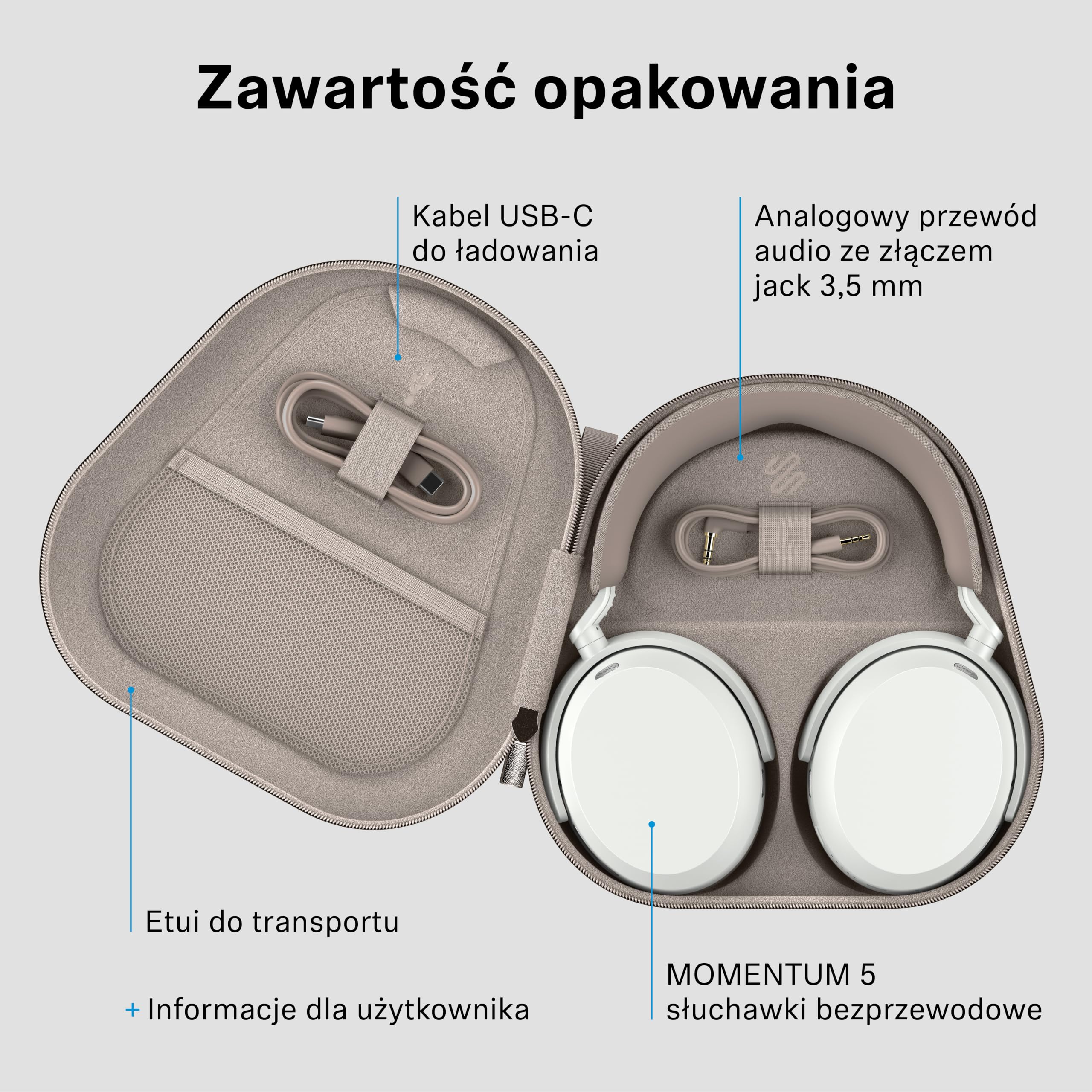Sennheiser MOMENTUM 5 Wireless Słuchawki nauszne I Bateria do 57h I ANC