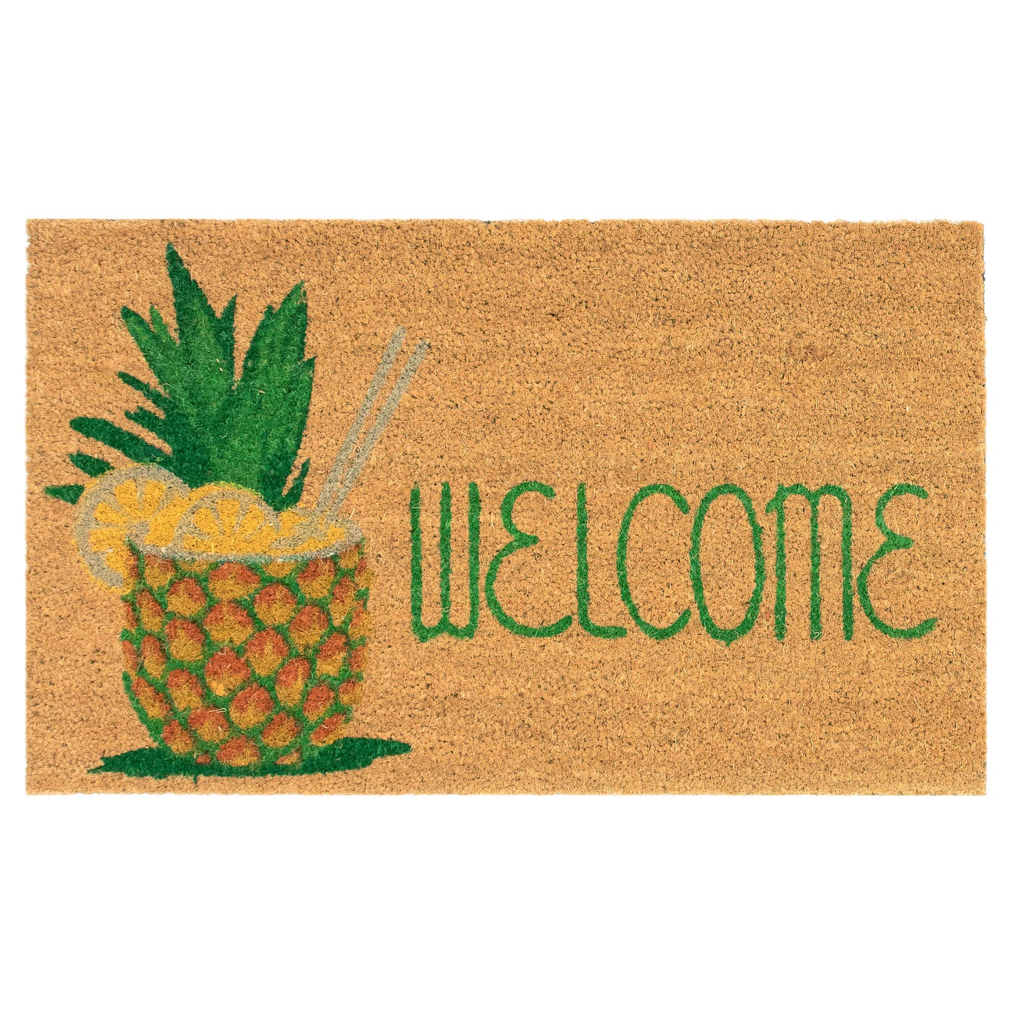 Liora Manne Natura Door Mat - Novelty Designs, Durable Natural Coir & Vinyl Back, Long Lasting Color, Foyers, Porches, Patios & Decks, Welcome Pineapple Natural, 1'6" x 2'6"