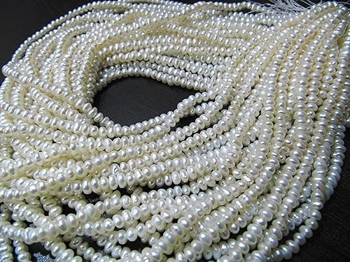 Miniatura 2 de Hilo de perlas de agua dulce de 0.118 in, cuentas de piedras preciosas, perla natural blanca para joyería se vende por hebra de 15 pulgadas