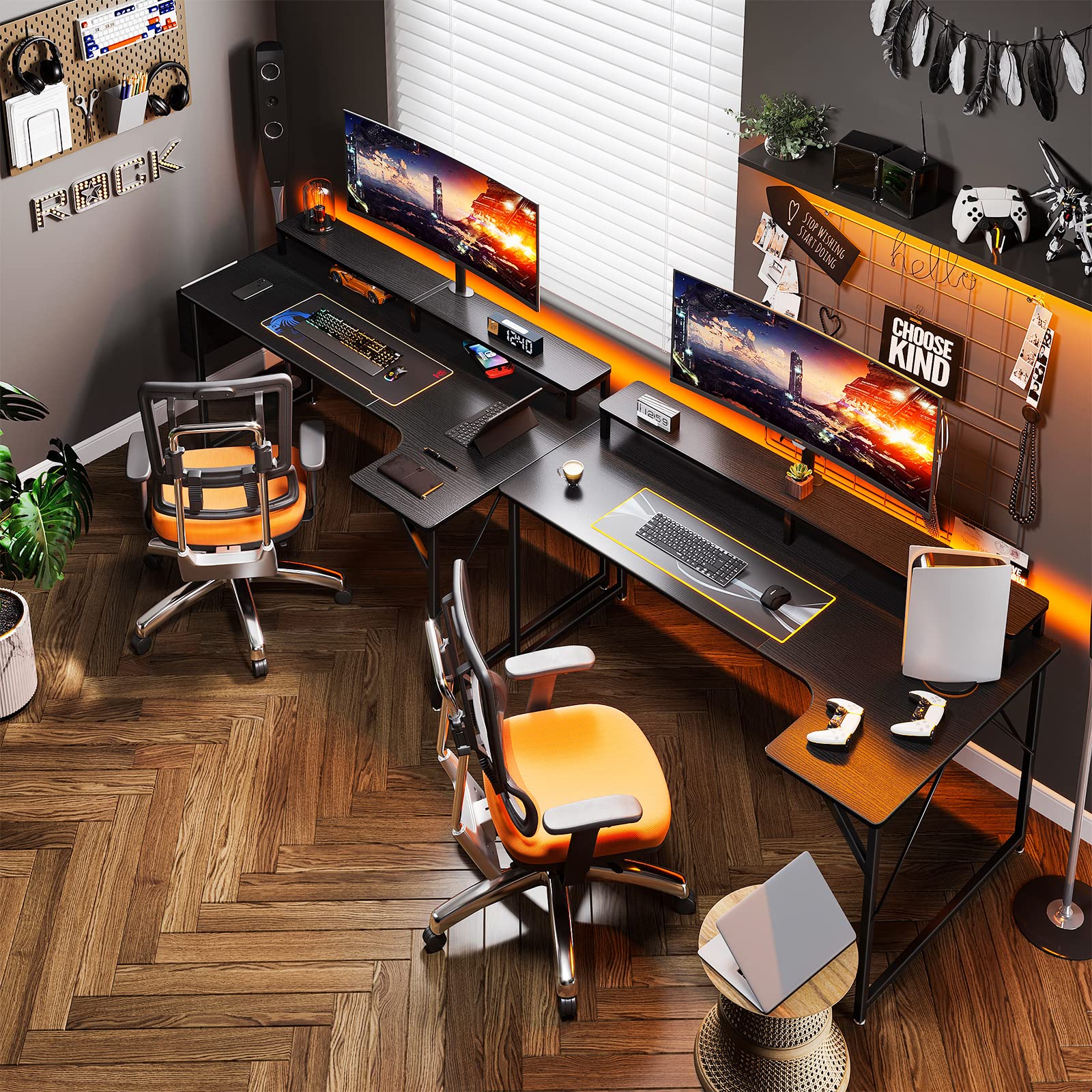 Amazon | ODK パソコンデスク 机 pcデスク モニター台付き 幅140cm  