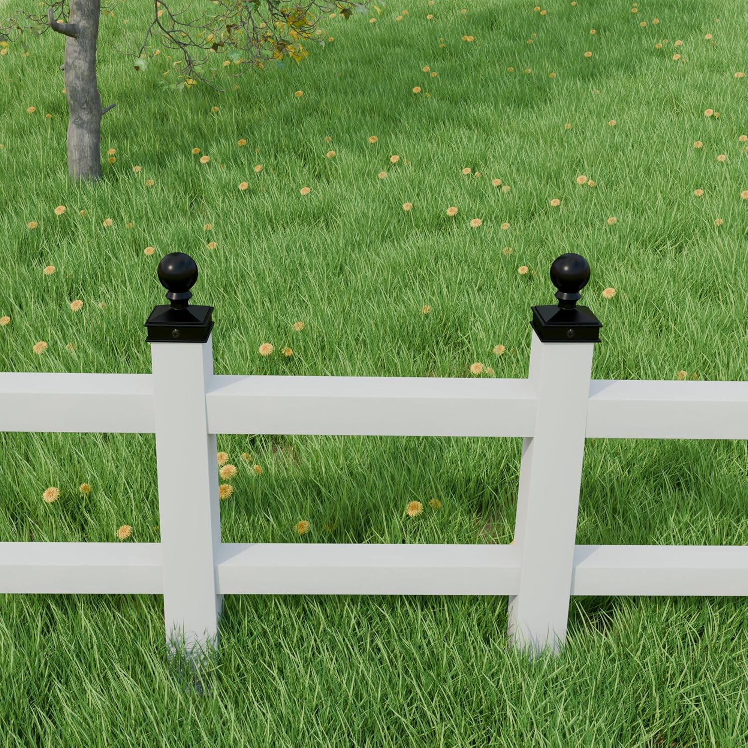 2" x 2" Aluminium Alloy Ball Top Post Caps Fence Post Caps Cover Perfect, with Black Glossy Finish Powder Coated for Fence Wood Post of Decks, Garden or Corridors (1Pcs)