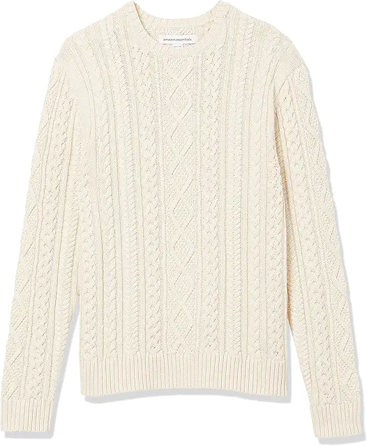 Heren Trui: Lange Mouw 100% Katoen Fisherman Cable Crewneck (1-Pack)