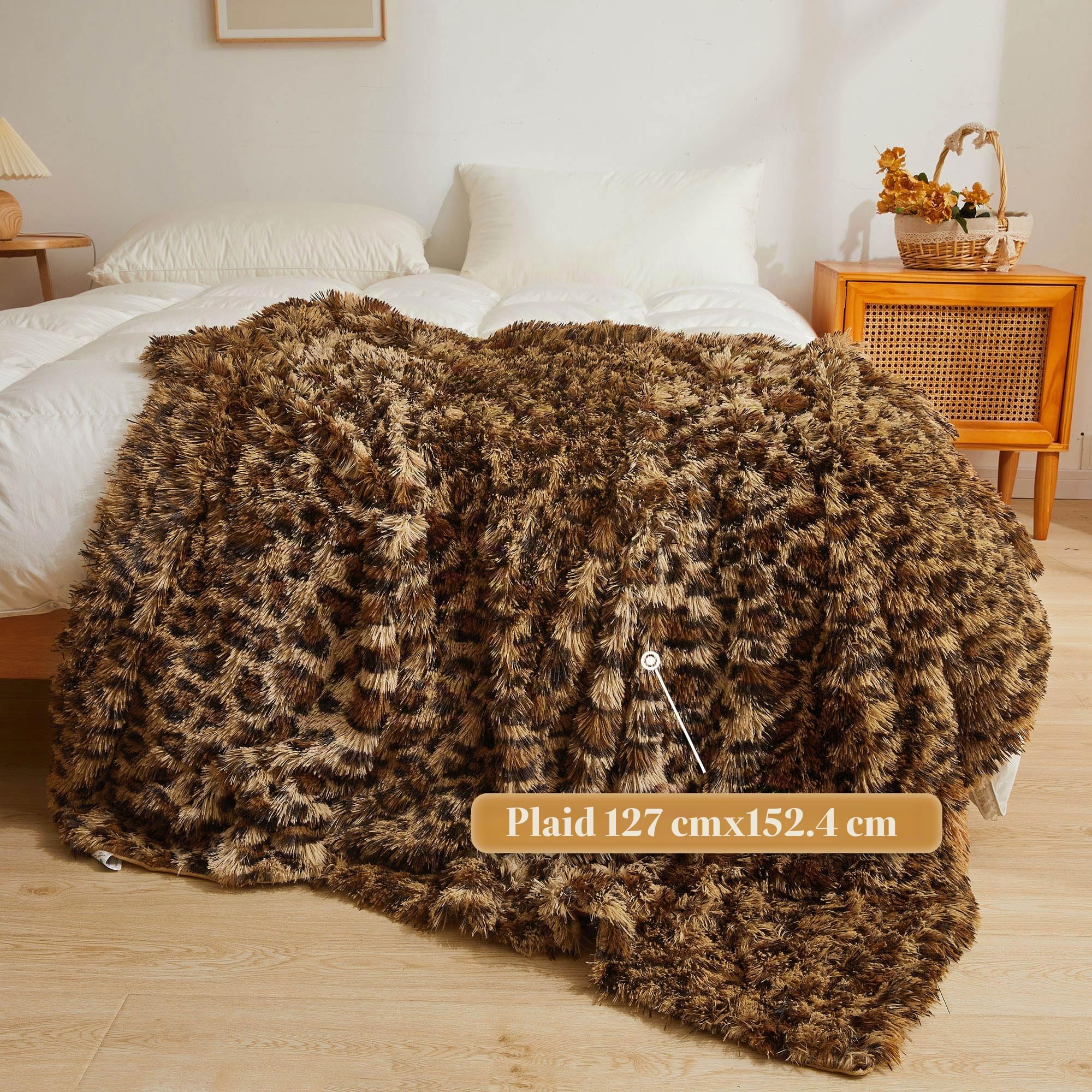 XeGe Couverture en fausse fourrure de luxe à imprimé léopard, jeté doux de 127 x 152,4 cm à imprimé guépard, pelucheuse, décorative pour canapé, jeté en fourrure pelucheuse et mignon imprimé d'animal