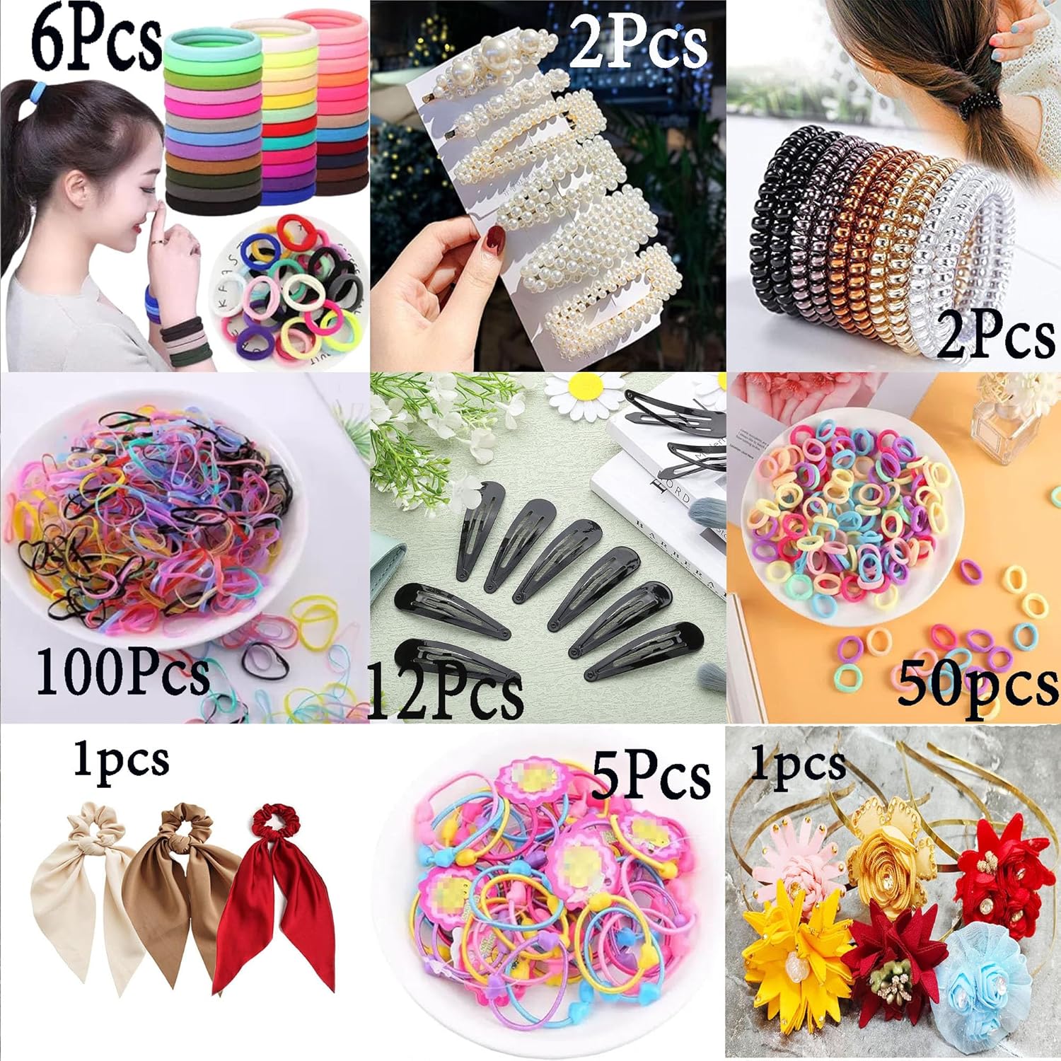 Navjai Hair Accessories Combo 179 for Kids/Babies Elastic Rubber band Korean Style Fashionable Head band/Hair band for Women & Girls Party Daily Trendy Hair Accessory