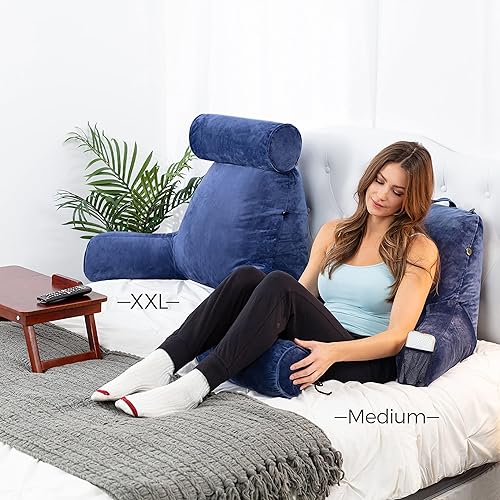 Miniatura 6 de Almohada para marido, tamaño mediano, respaldo para niños, adolescentes, adultos pequeños  almohadas de lectura con brazos, loft ajustable, espuma