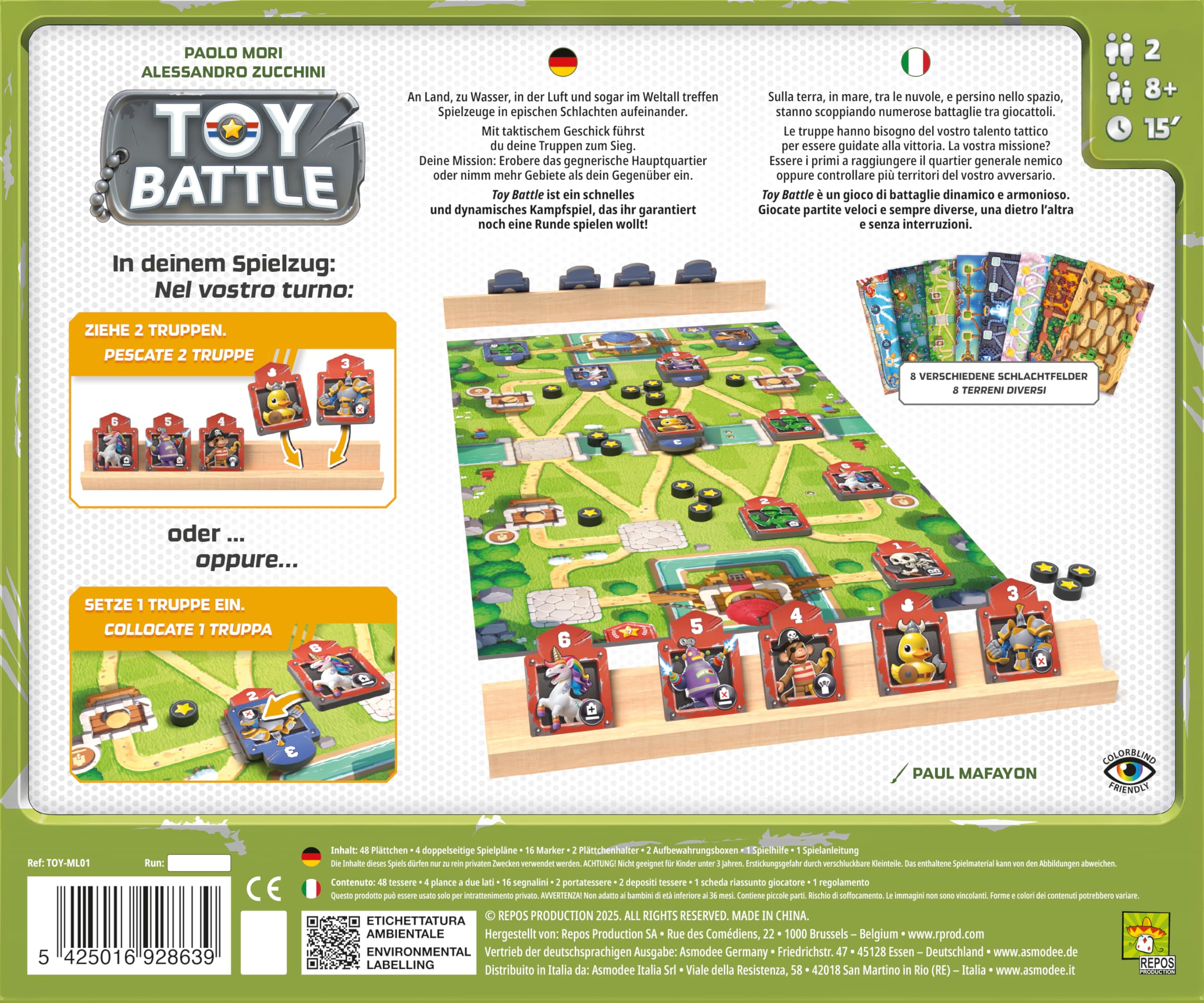 Asmodee Toy Battle - Gioco da tavolo strategico, gioco da tavolo divertente per due giocatori dagli 8 anni in su, 15 minuti di gioco, versione italiana