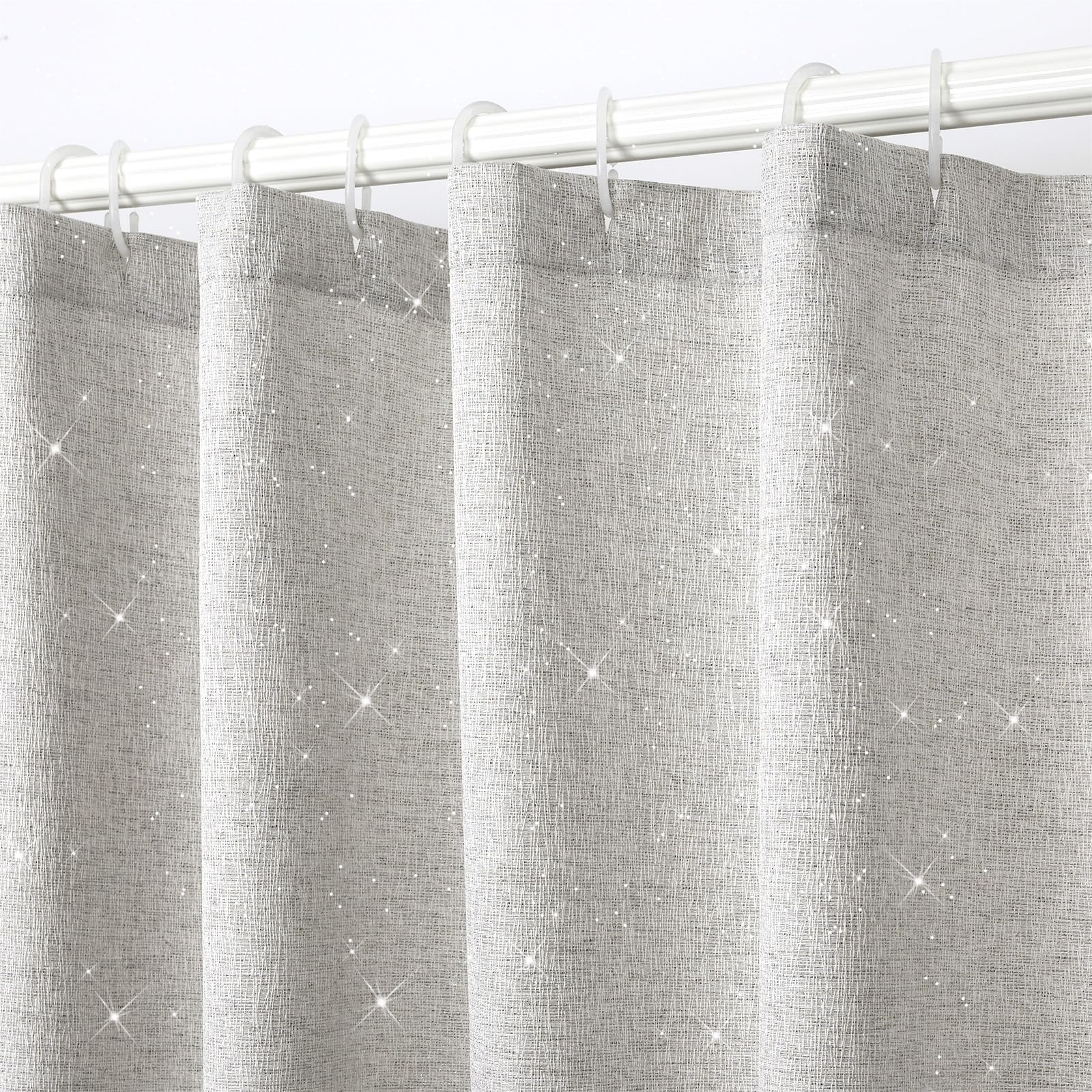 YINFUNG Glitter Shower Curtain Silver Grey Cloth Sparkly Shimmer Curtains for Bathroom Bling Sparkle Luxury Metallic Textured Thick Heavy Duty Shiny
