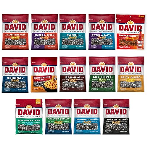 Miniatura 2 de Peaceful Squirrel Variety DAVID - Semillas de girasol gigante variedad de 12 sabores apto para dieta cetogénica aperitivo para llevar 525 onzas