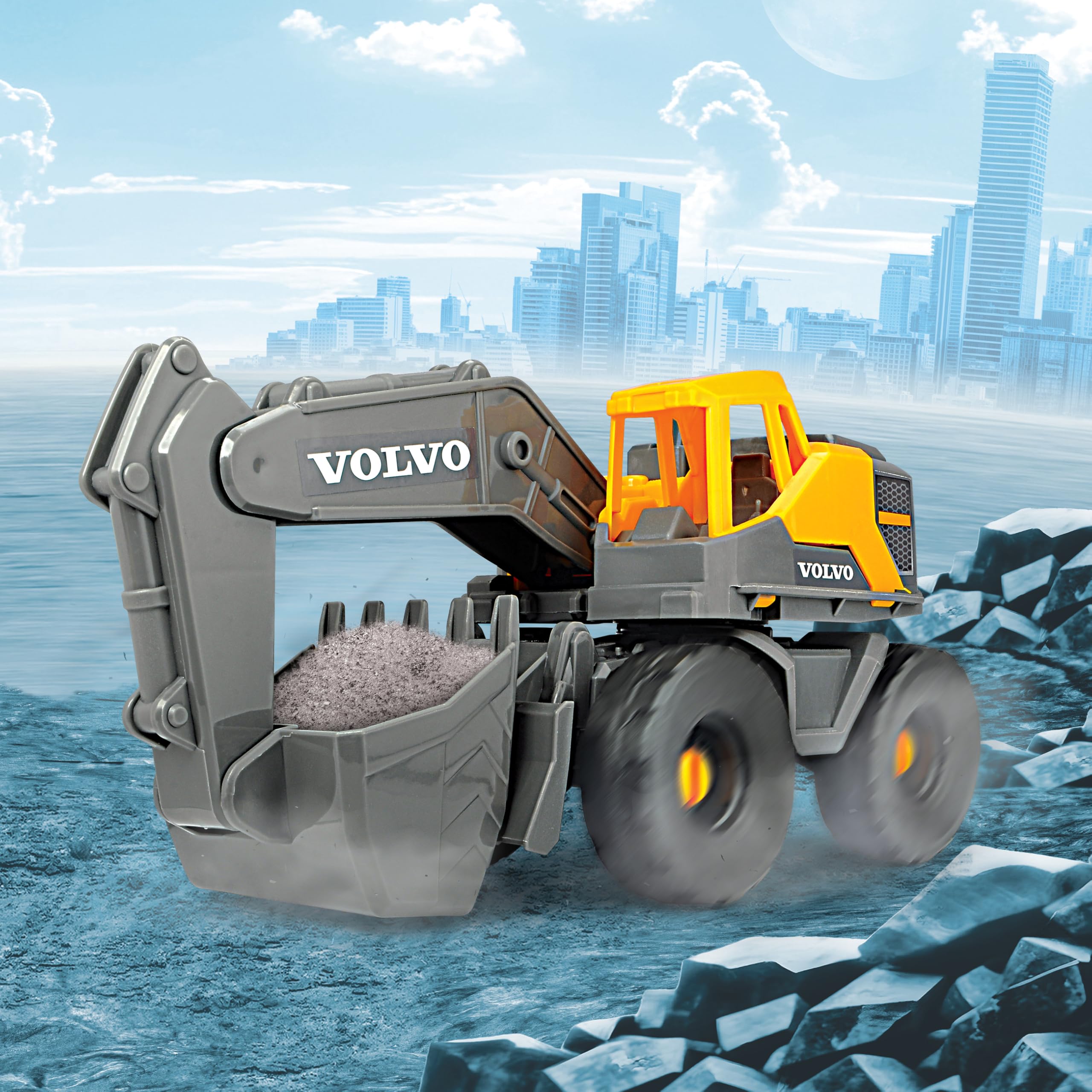 Dickie Toys Volvo Bagger Tough Excavator (26 cm) – Pelle Jouet pour Enfants à partir de 3 Ans avec Roue Libre, Bras et Pelle Mobiles, Convient comme Jouet de Sable