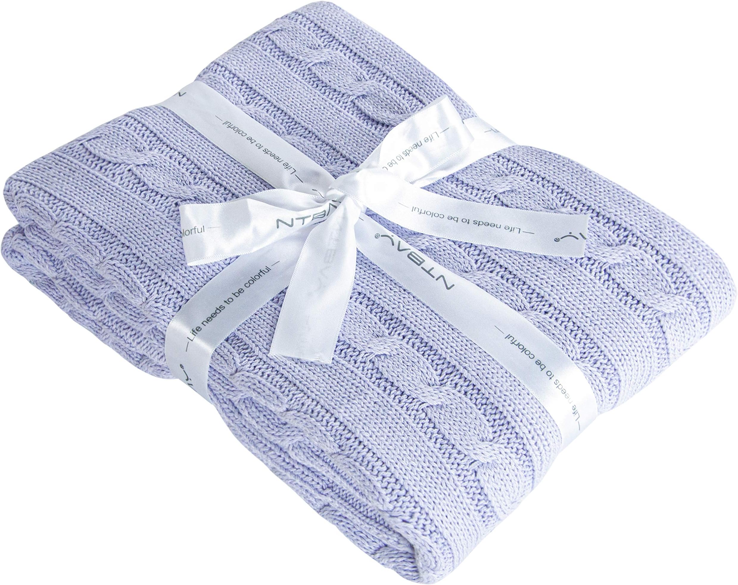 NTBAY 100% Pure Cotton Cable Knit Toddler Blanket, Super Soft Warm Breathable 30x40 Baby Blanket for Crib, Stroller, Nursery, Travel, Newborn, 30x40 Inches, Light PurpleOEKO-TEX STANDARD 100