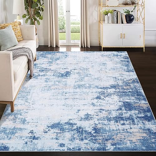 Alfombra de área de 8 x 10, lavable a máquina, moderna, abstracta, para interiores, contemporánea, resistente a las manchas, antideslizante,