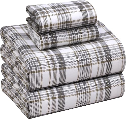 Vista 79 de RUVANTI Juego de sábanas de franela 100% algodón, tamaño matrimonial, 4 piezas, Alpine Serenity Serenidad alpina