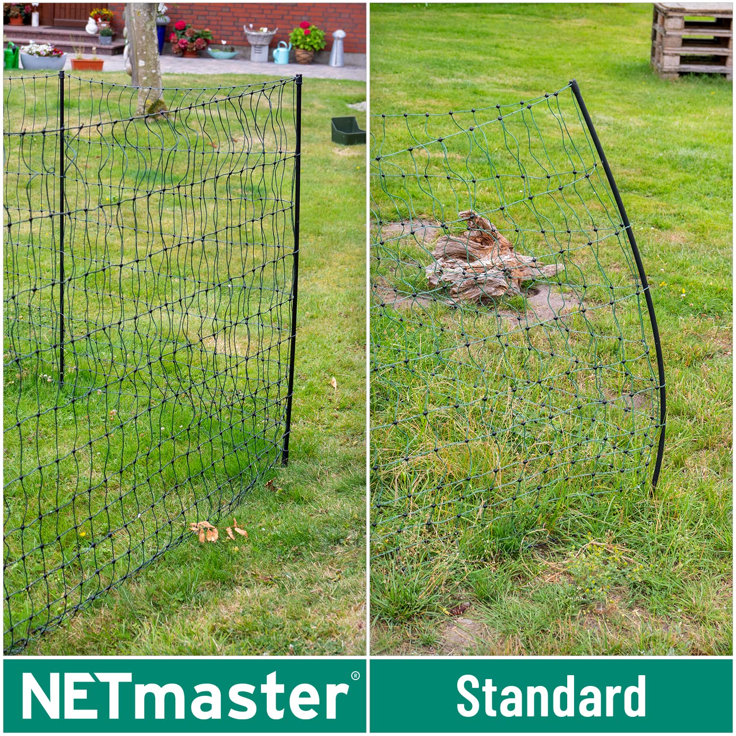 VOSS.farming Elektronetz, Netz, Hühnerzaun, Geflügelnetz, 50m, 112cm, Gartenzaun, Auslaufgehege, Grün, Elektrifizierbar, 20 Pfähle Stäbe, 2 Spitzen, Fiberglaspfähle, Hundezaun