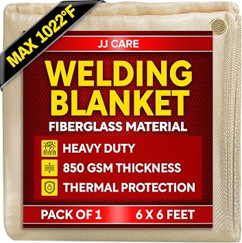 Welding Blanket - 6ft x 6ft, 850GSM Fiberglass Welding Blanket for Smokers with Brass Grommets, Heavy Duty Fireproof Welders Mat for Industrial, Smoker, Grill and Camping