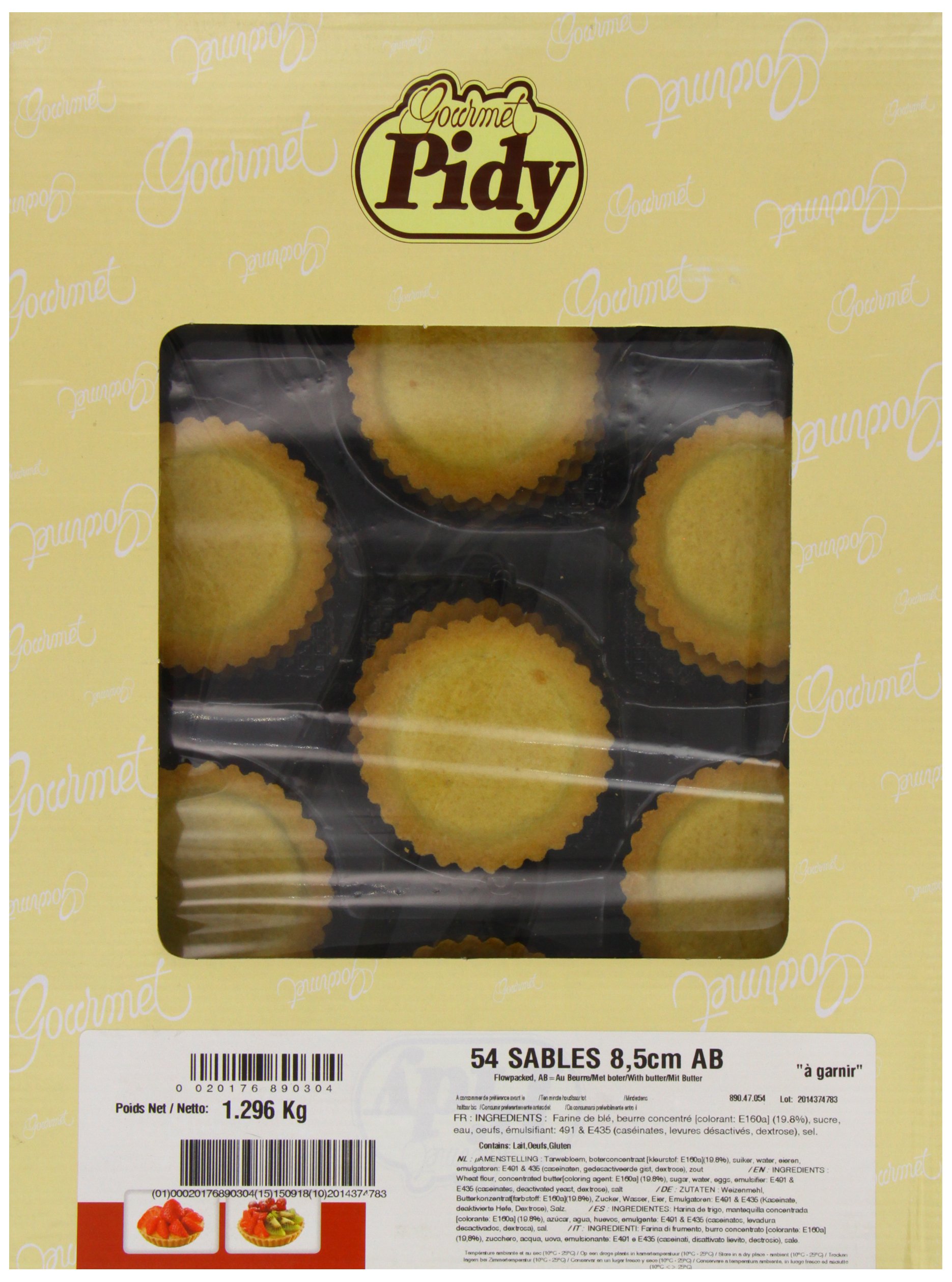 Pidy Tartelette Sablée 8,5 cm 18 Pièces(2 plateaux of 9 Pièces) 1296 g