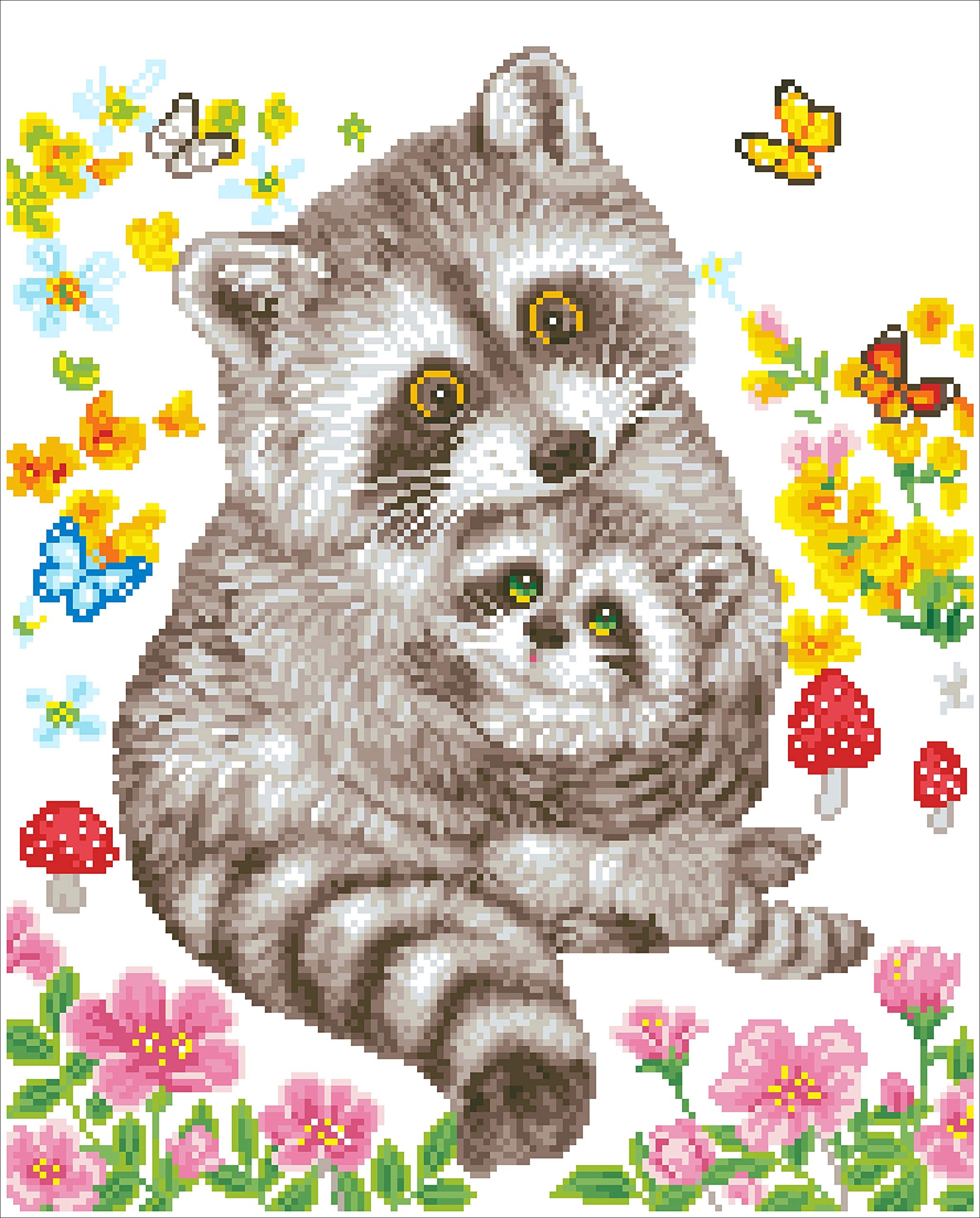 DIAMOND DOTZSweet Racoons Diamond Painting Kits for Adults - Diamond Art Kits a Relaxing Creative Craft Kit with Dotz Gems 16.5x20.5
