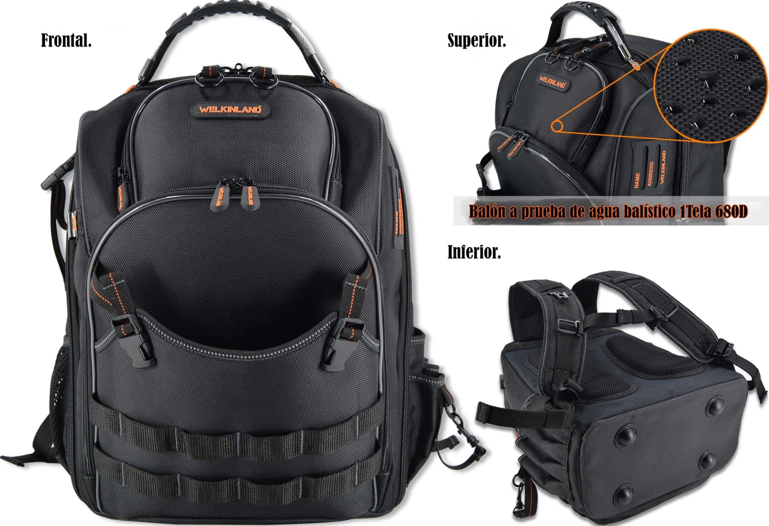Bolsa de herramientas de 66 bolsillos, mochila resistente para electricistas, construcción, hombres