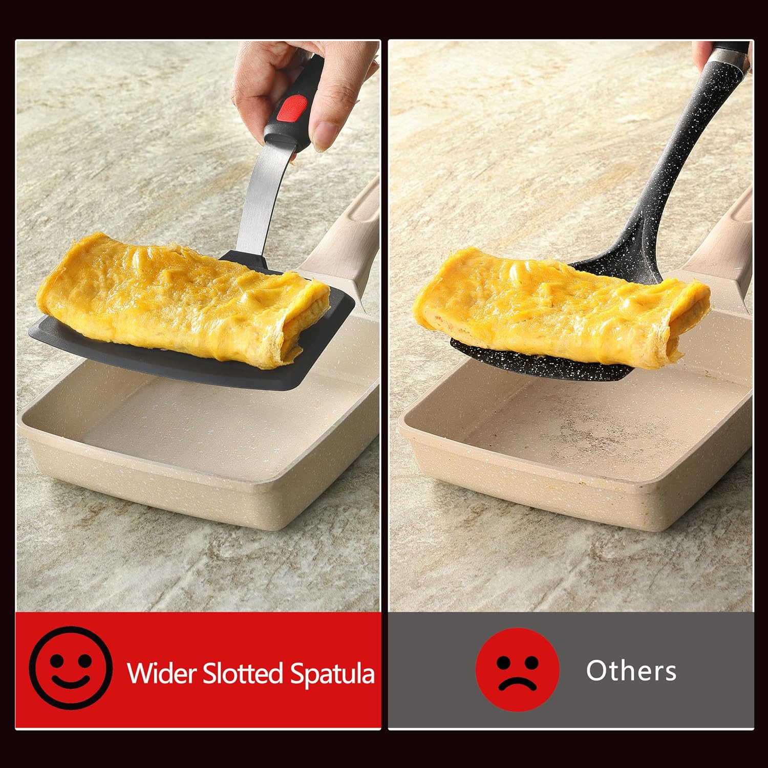 Silicone Wide Spatula, Slotted Turner for Cooking or Baking, Large Pancake Spatula for Egg, Fish, Steak, Flipping and Wok Use, Dishwasher Safe