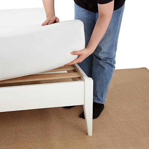 Miniatura 29 de Bme Dinkee - Base de cama de tamaño matrimonial sin cabecera, 15 pulgadas, minimalista y moderna, madera de acacia, 12 listones de madera para