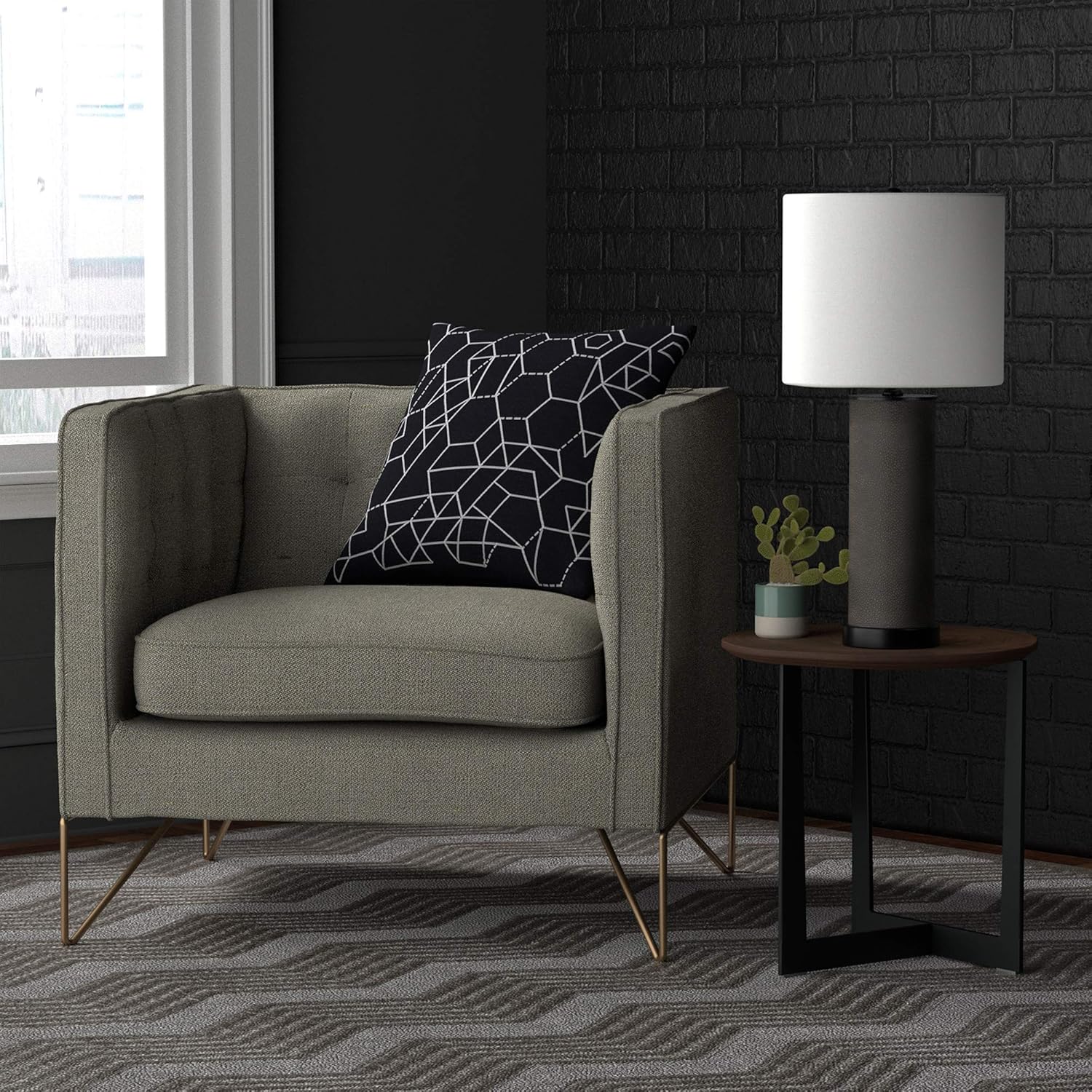 Flash Deals - 60% OFF Amazon Brand – Rivet Modern Shagreen and Marble Table Lamp, LED Bulb Included, 25H, Charcoal Grey