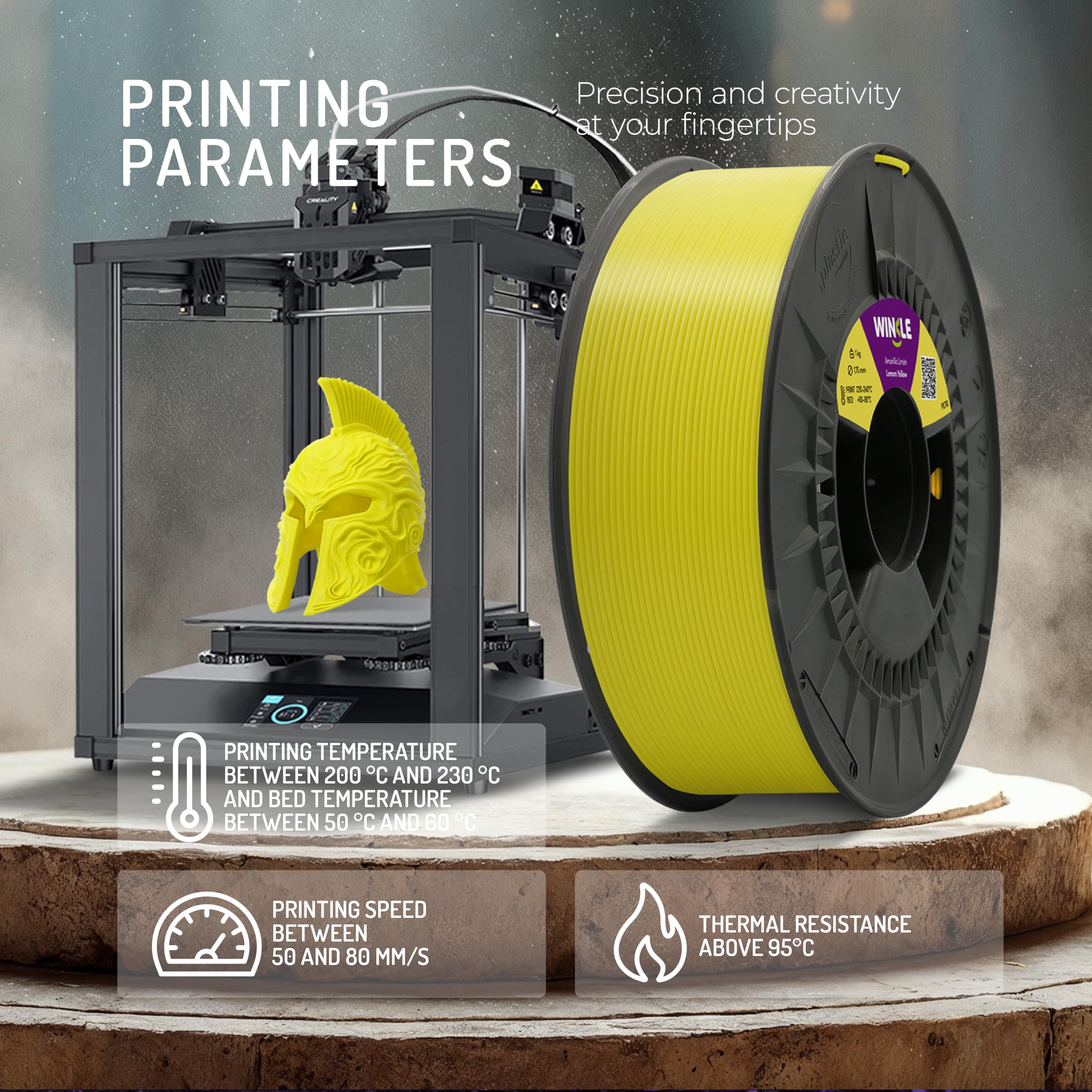 Winkle Petg Filament 1,75 mm czarny Azabache, filament do druku 3D, szpula 1000 kg