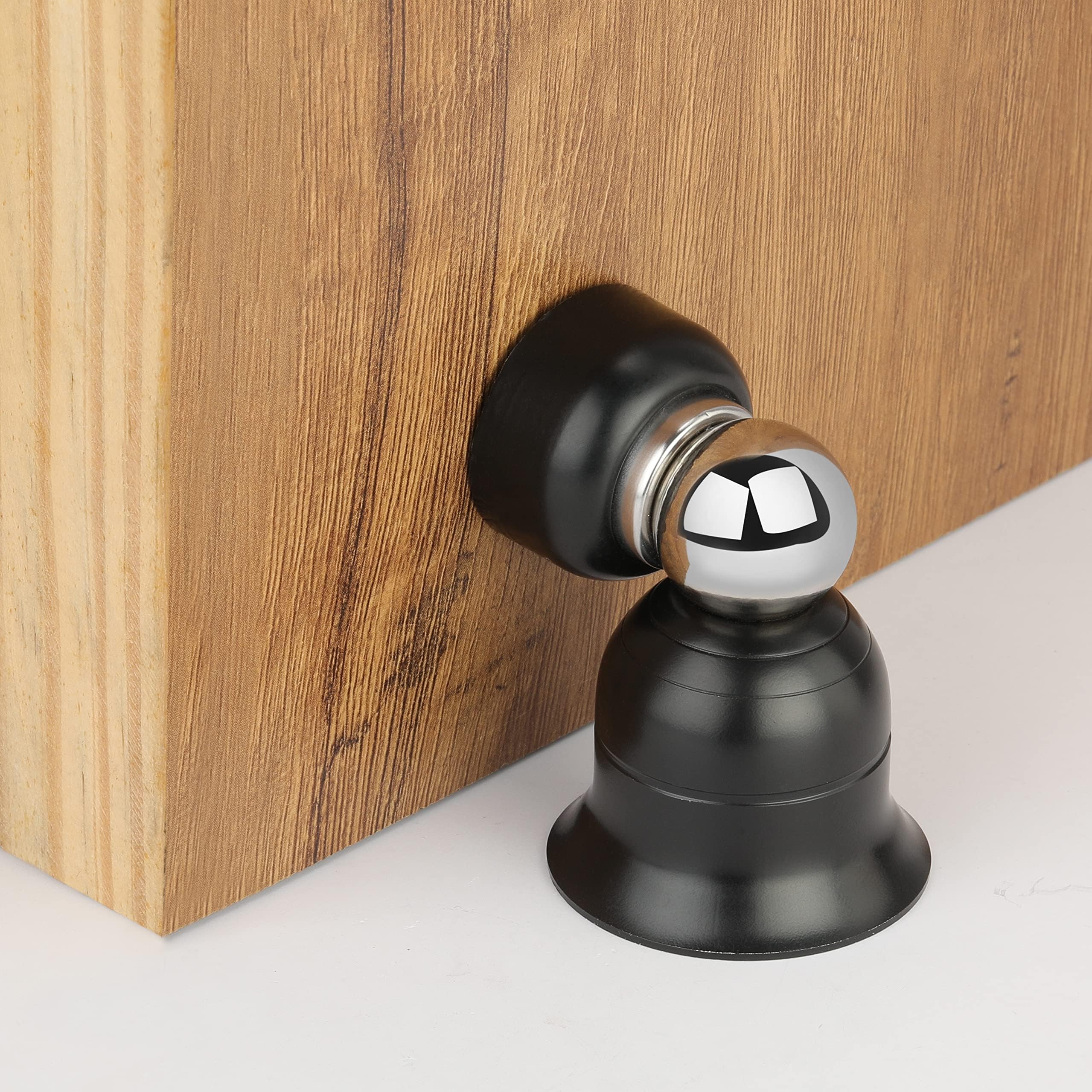 LAPO Magnetic Door Stopper 3 Inch | Heavy Duty Stainless Steel Soft Close Door Catch | 360ยฐ Rotating Hold | Wall/Floor Mount Door Holder for Home & Office | Pack of 1, Black Finish